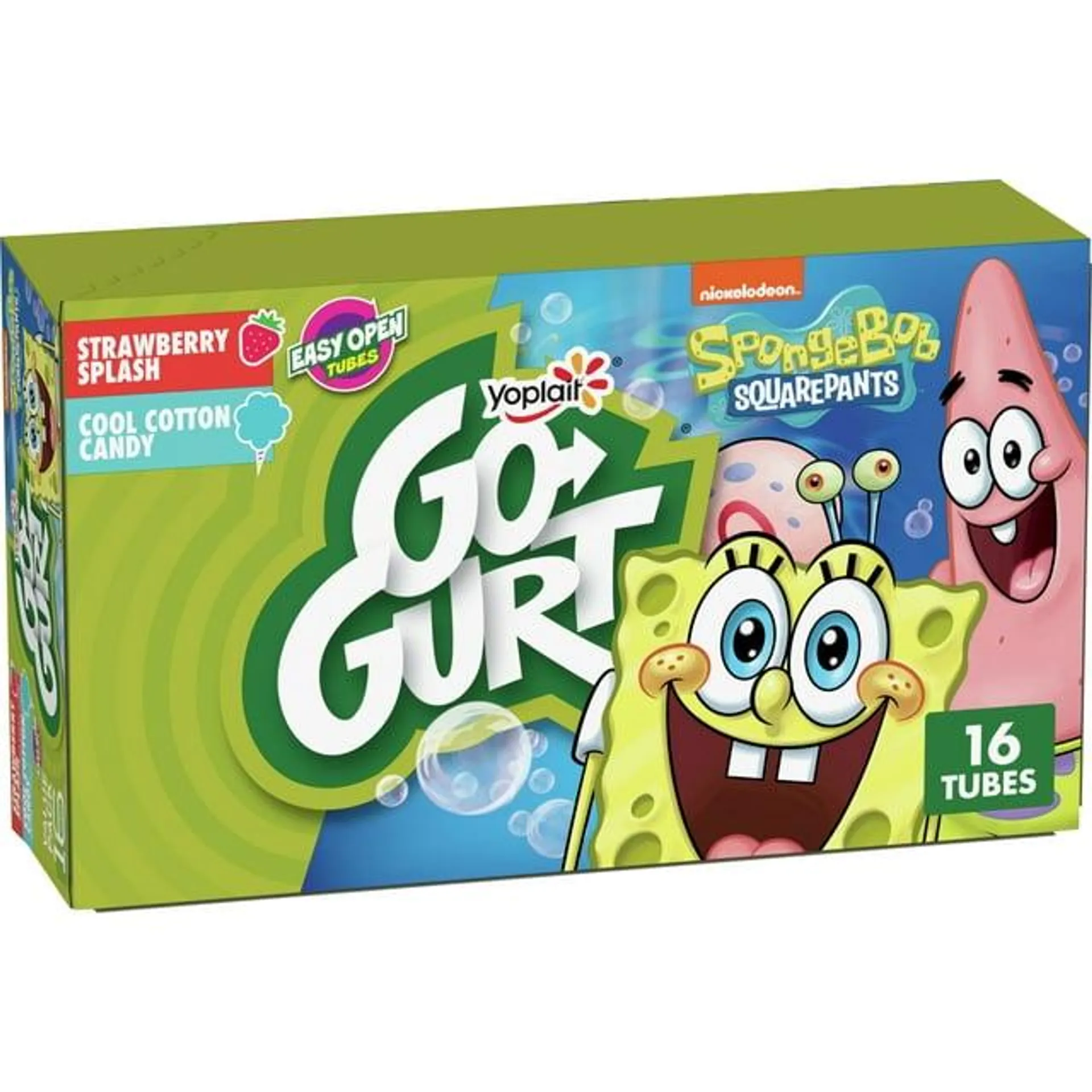 Go-GURT SpongeBob SquarePants Kids Fat Free Yogurt Variety Pack, 2 oz Yogurt Tubes (16 Ct)