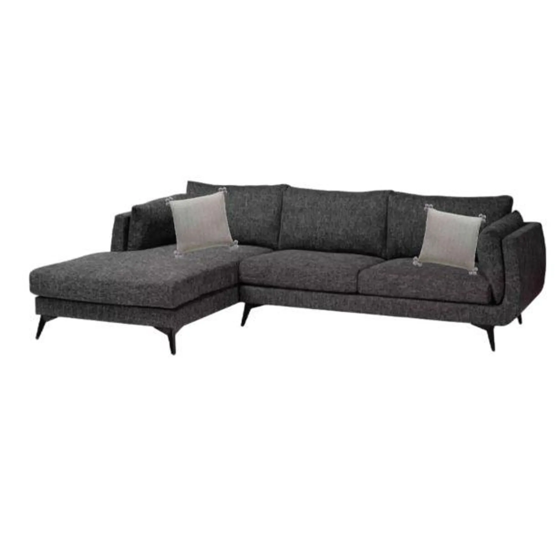 Leni Fabric Sectional Sofa in Dark Gravel Grey + Evolved Home Pillow Talk Romance 18"