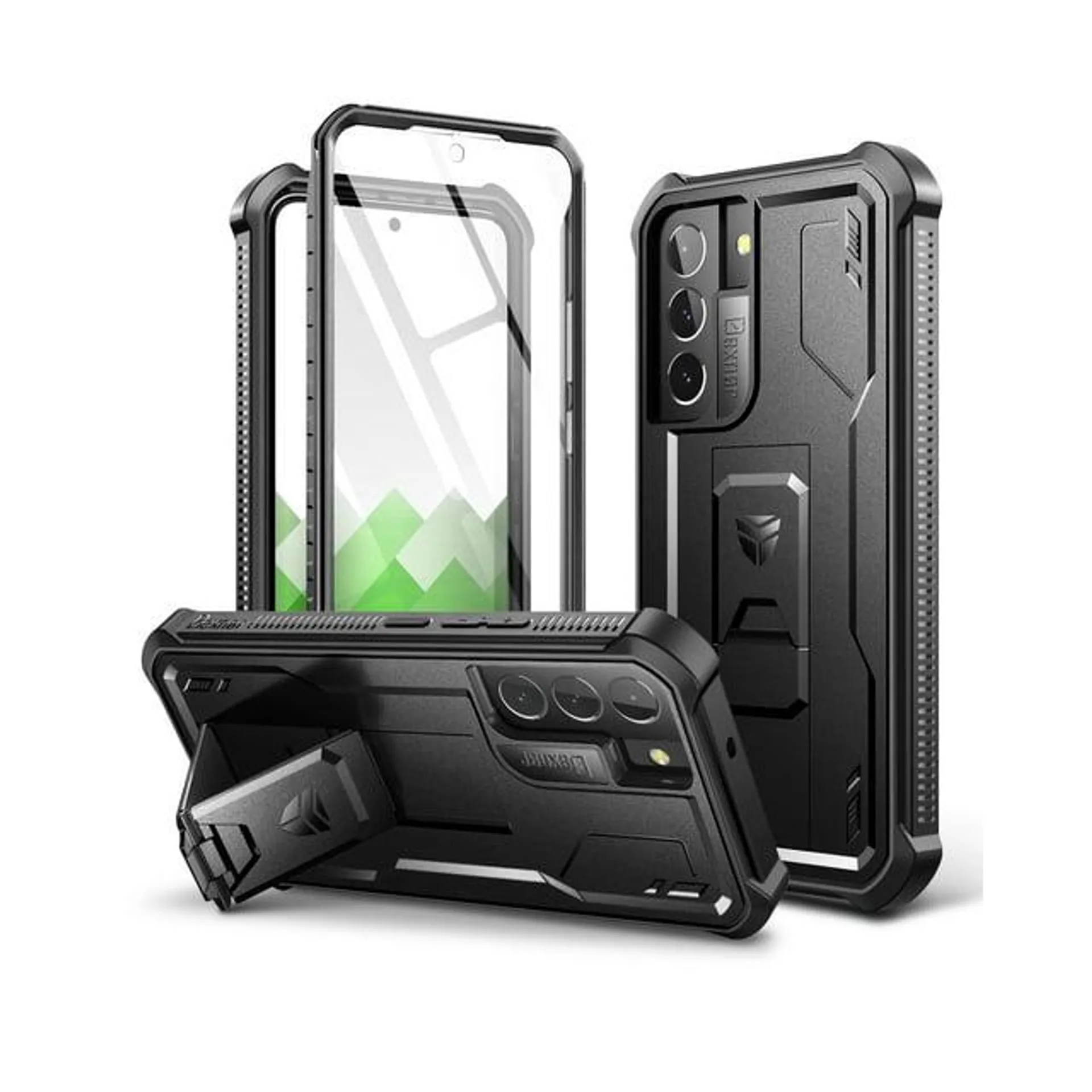 Dexnor for Samsung Galaxy S22 Case, [Built in Screen Protector and Kickstand] Heavy Duty Military Grade Protection Shockproof Protective Cover for Samsung Galaxy S22 5G,Black