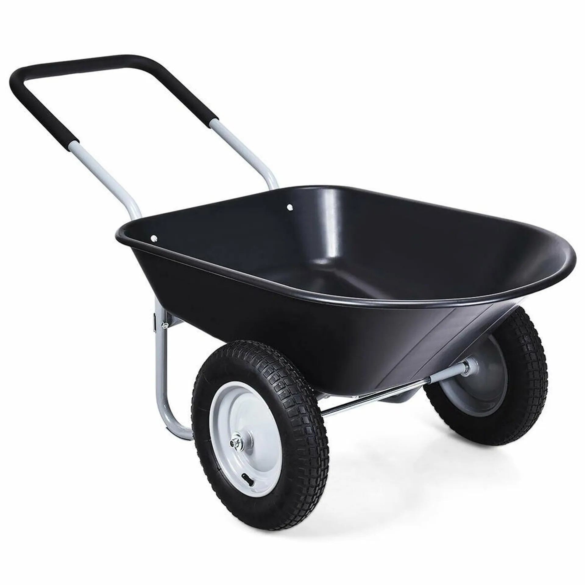 Gymax Black Home 2 Tire Wheelbarrow Garden Cart Heavy-duty Utility Cart Outdoor Gardren