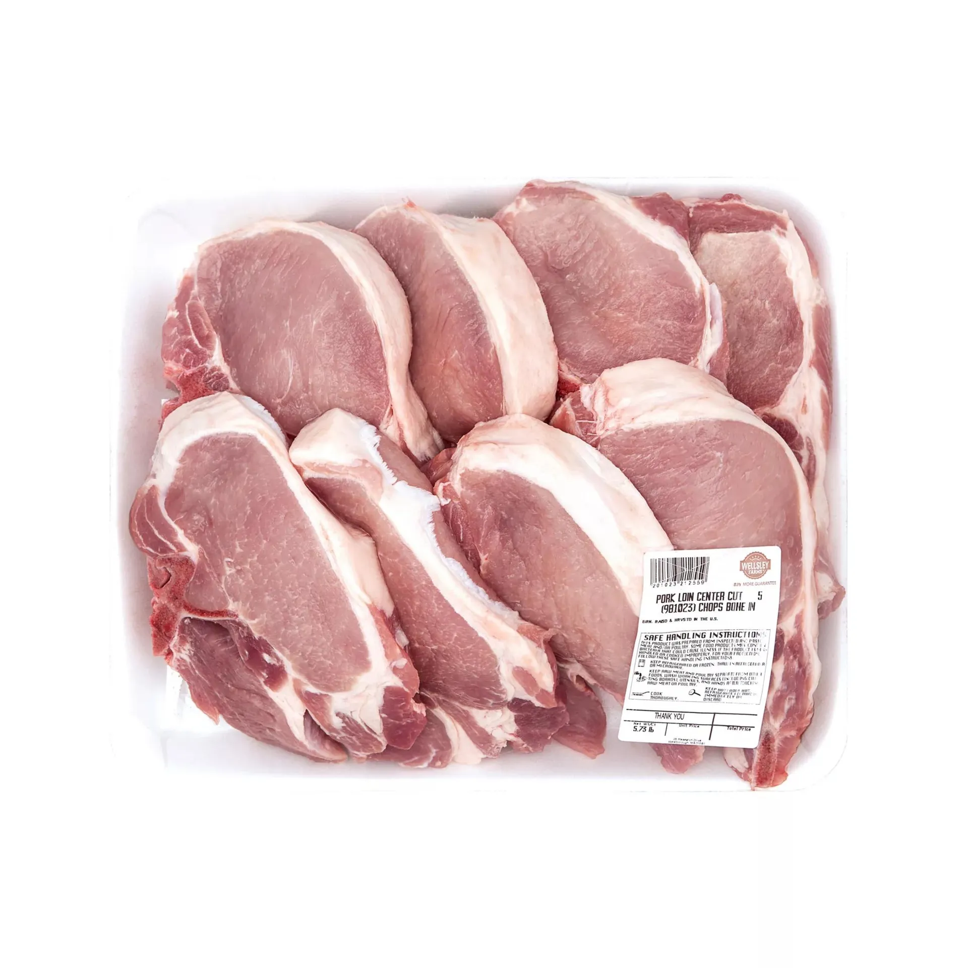 Wellsley Farms Fresh Bone-In Pork Loin Chop Center Cut, 4.75-5.5 lb