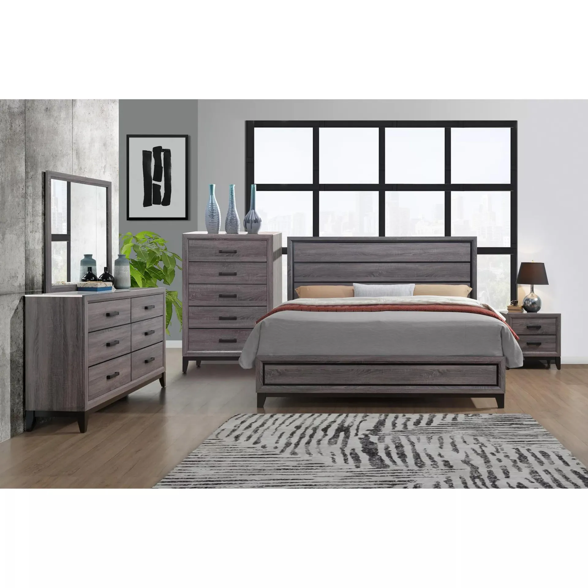 Kate and Laura Queen Bedroom Set - Gray