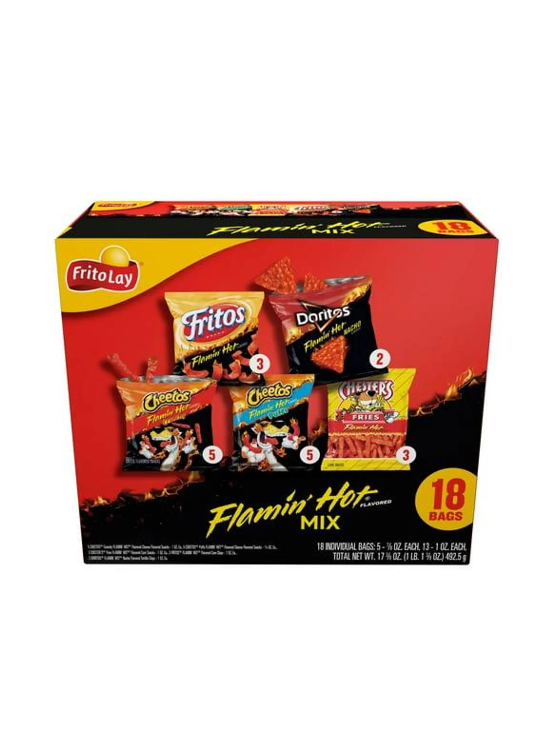 Frito-Lay Flamin' Hot Mix Variety Pack Snack Chips, 18 Count Multipack