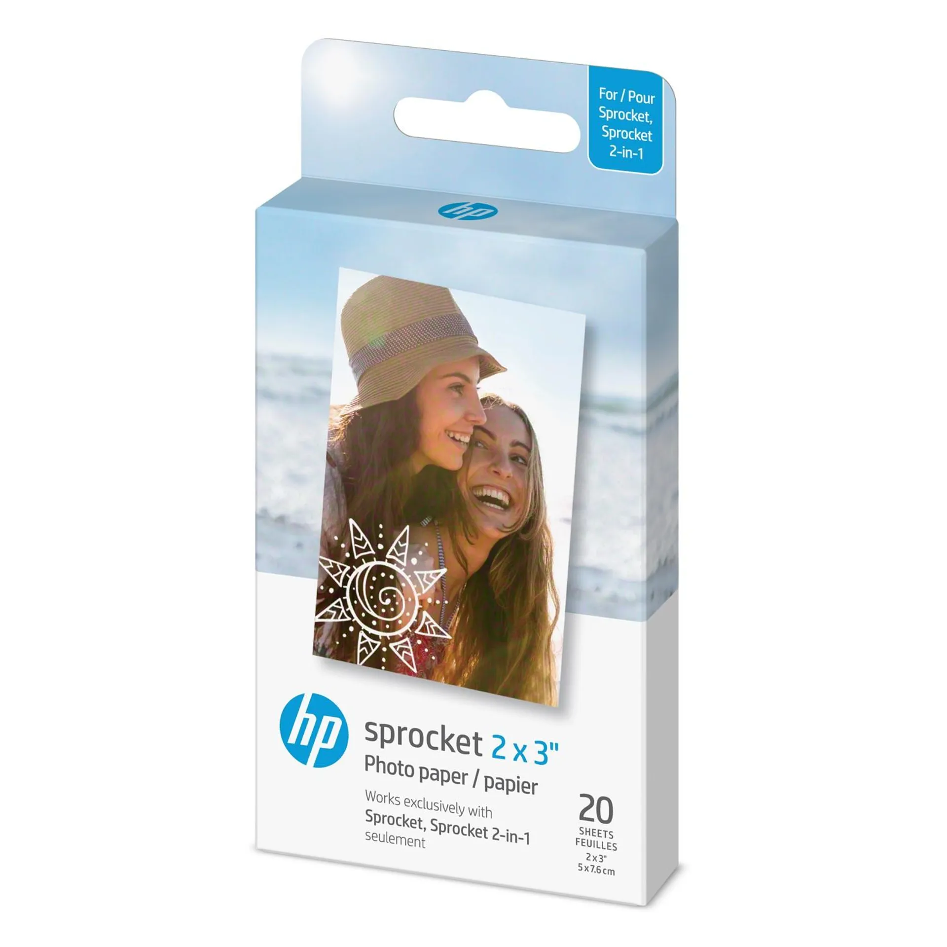 HP Sprocket 2x3" Premium Zink Sticky Back Photo Paper (20 Sheets) Compatible with HP Sprocket Photo Printers.