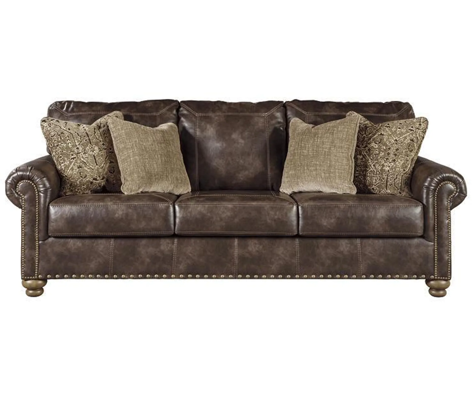 Nicorvo Coffee Faux Leather Sofa