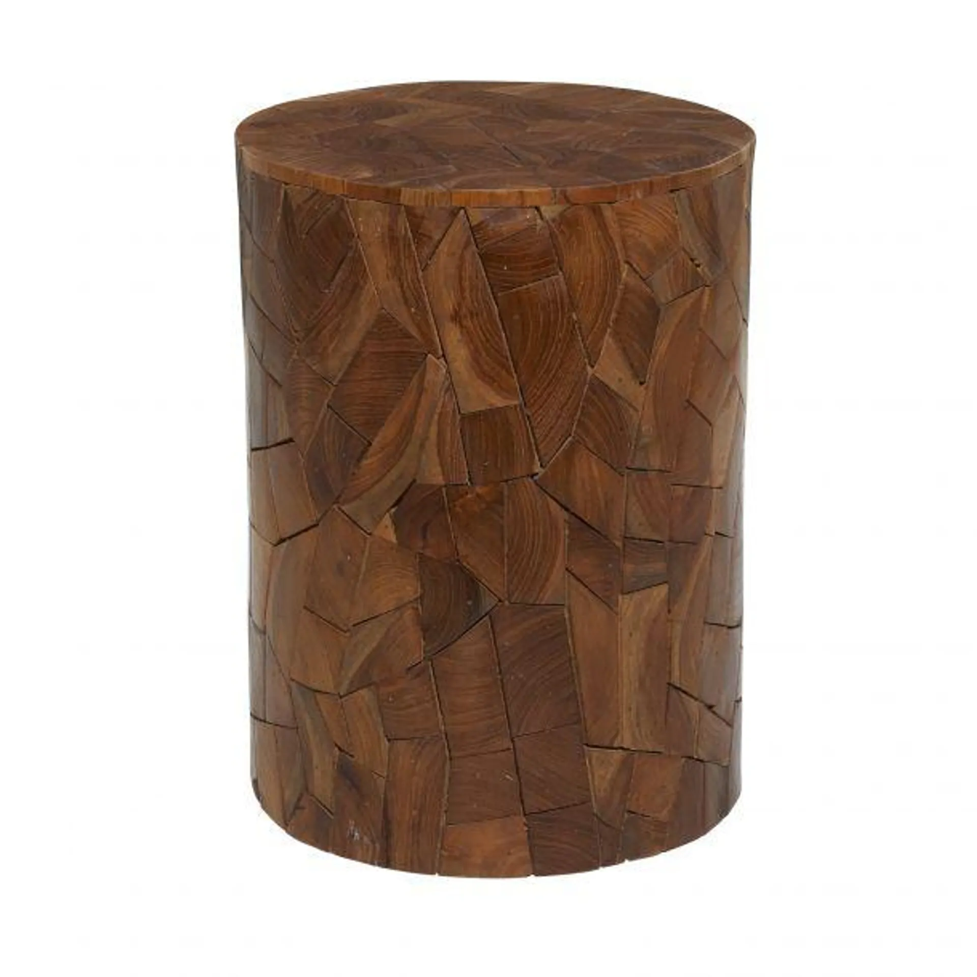 contemporary 17" Round Side Table with Mosaic Chip Design by Marisol + Daisy - Brown