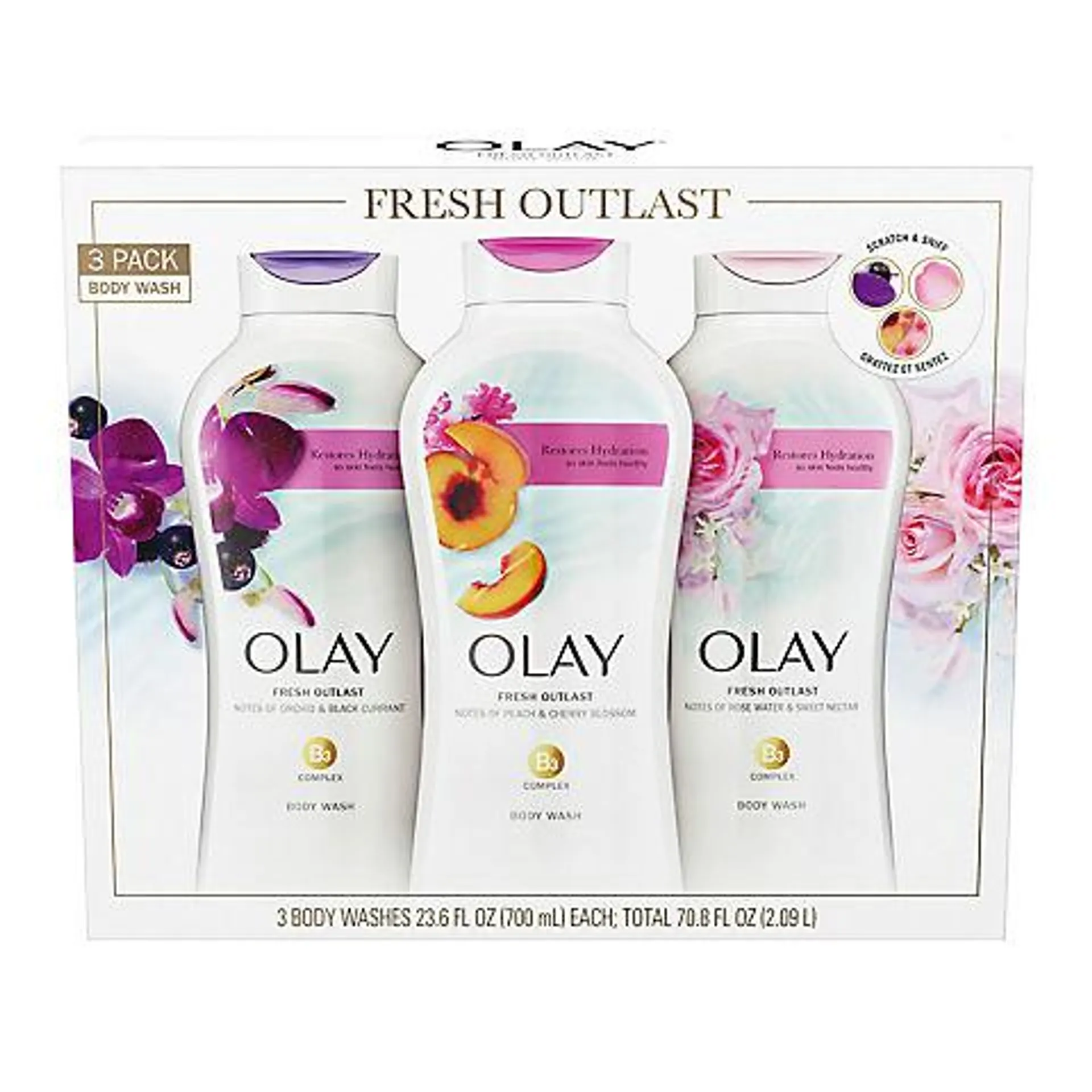 Olay Fresh Outlast Body Wash, 3 pk./23.6 oz.