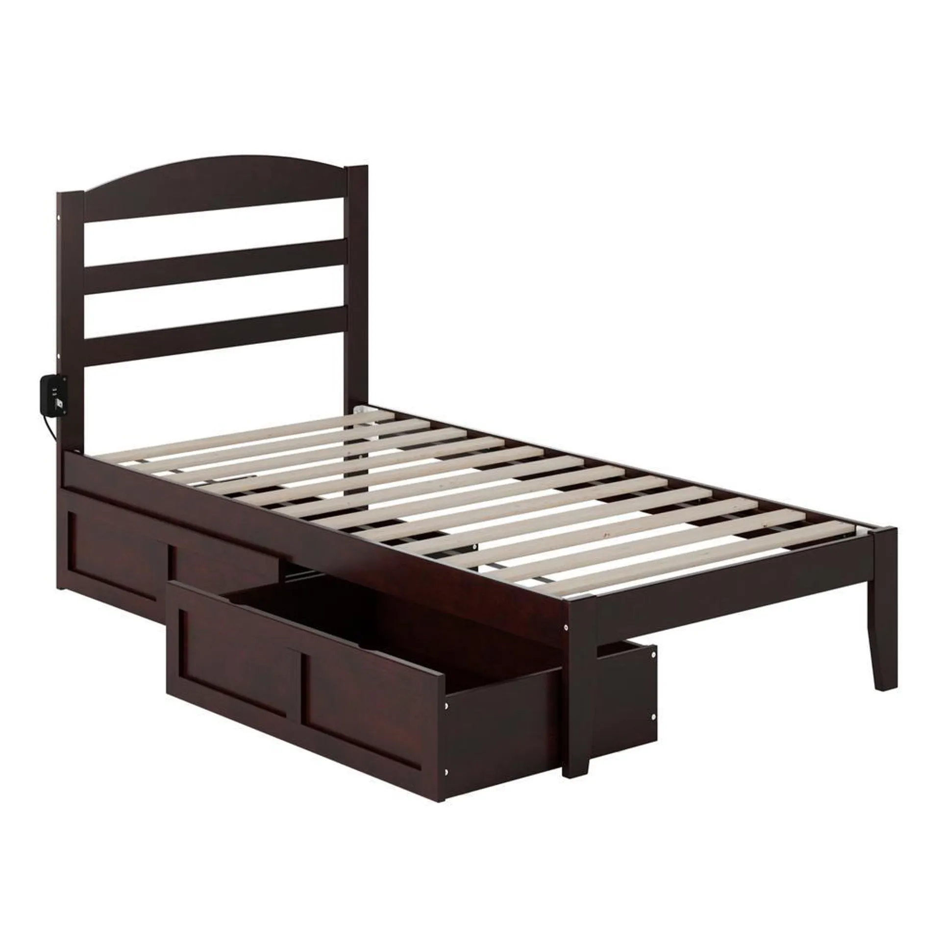 Atlantic Warren, Solid Wood Platform Bed with Storage Drawers (Set of 2), Twin, Espresso