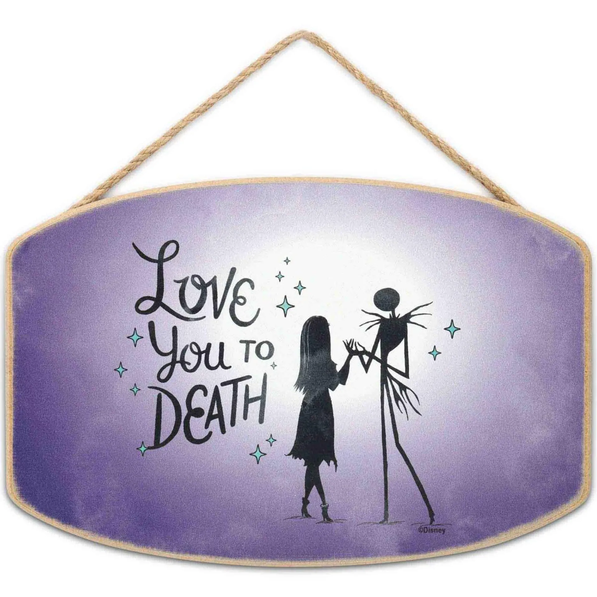 Disney Tim Burton&'s The Nightmare Before Christmas 90212037 The Nightmare Before Christmas Love You to Death Jack & Sally Hanging Wood Wall Dcor