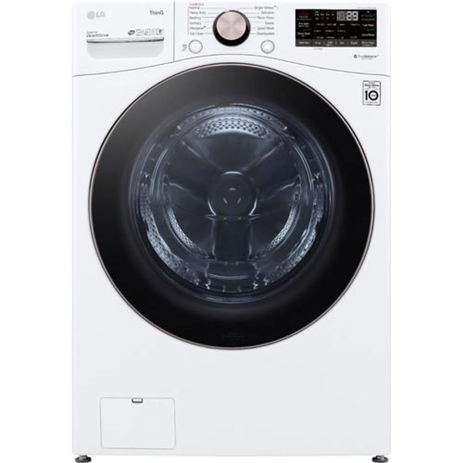 4.5 CuFt Smart Steam Sanitize Front Load Closet-Depth White Washer with TurboWash™360°