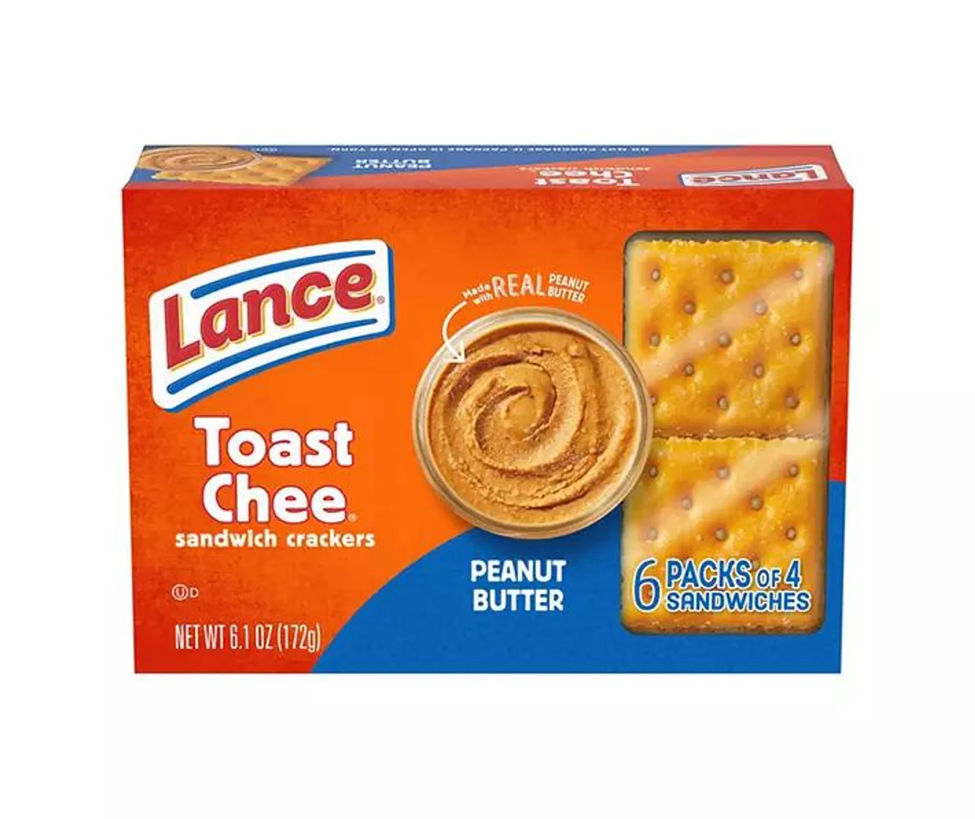 ToastChee Peanut Butter & Cheddar Crackers, 4-Packs