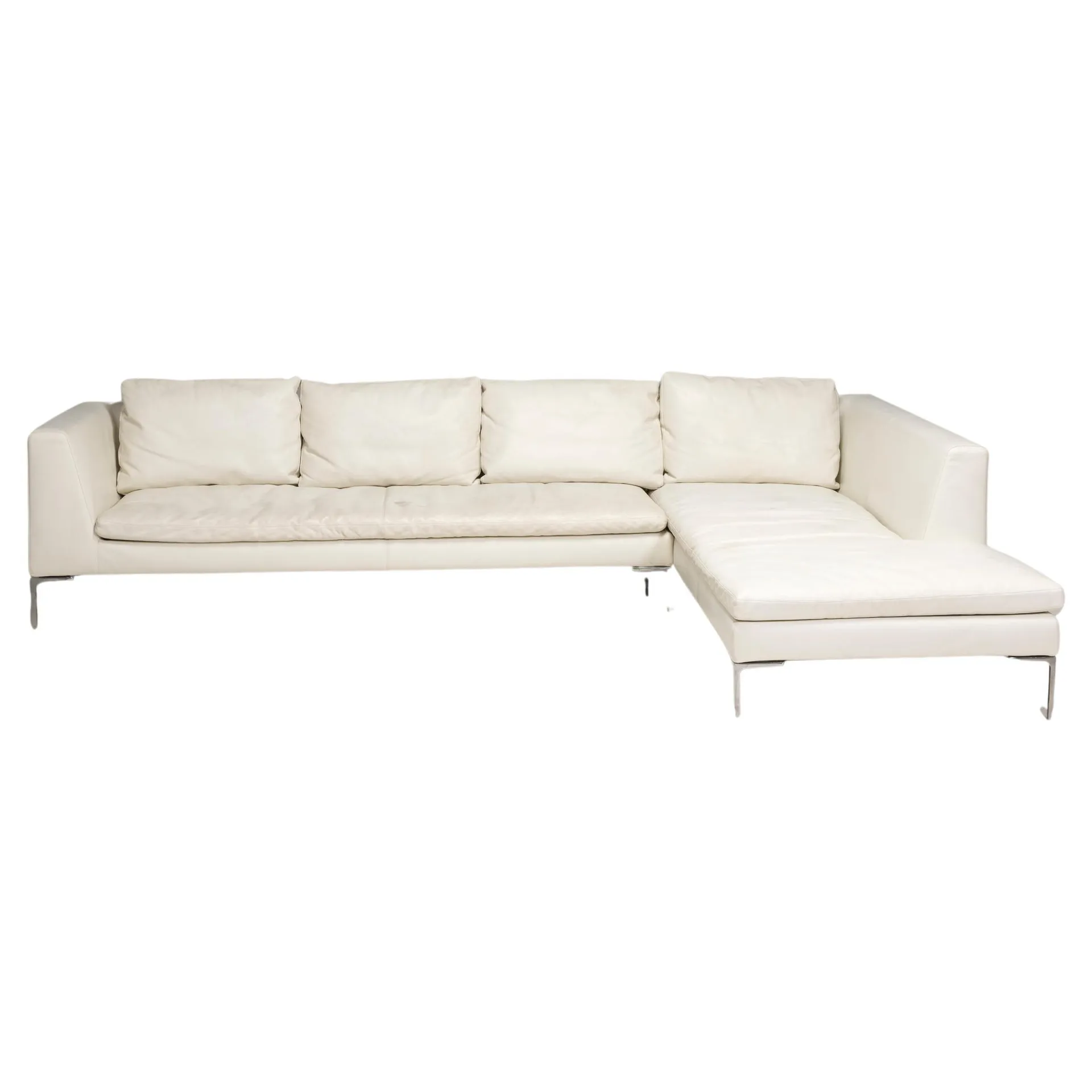 B&B Italia by Antonio Citterio Ivory Cream Leather Charles Corner Sofa