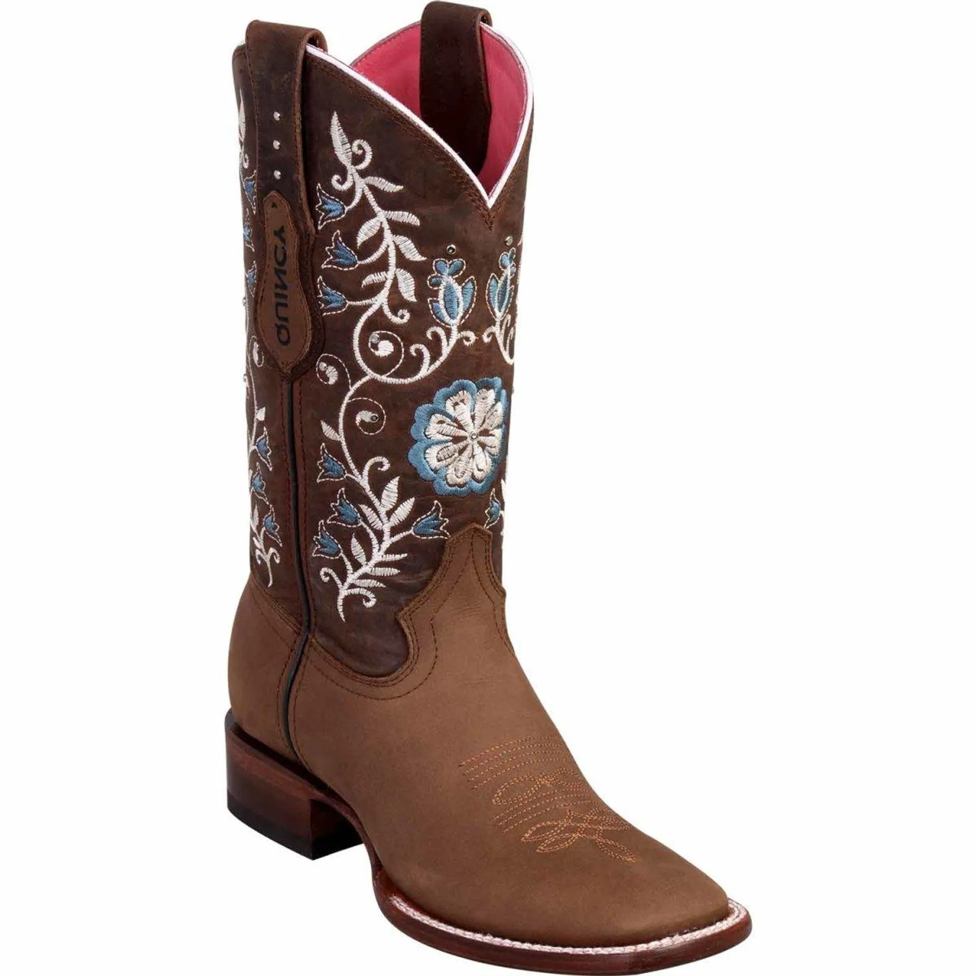 Botas Altas de Cuero con Flores para Mujer en Horma Rodeo Q322F6259