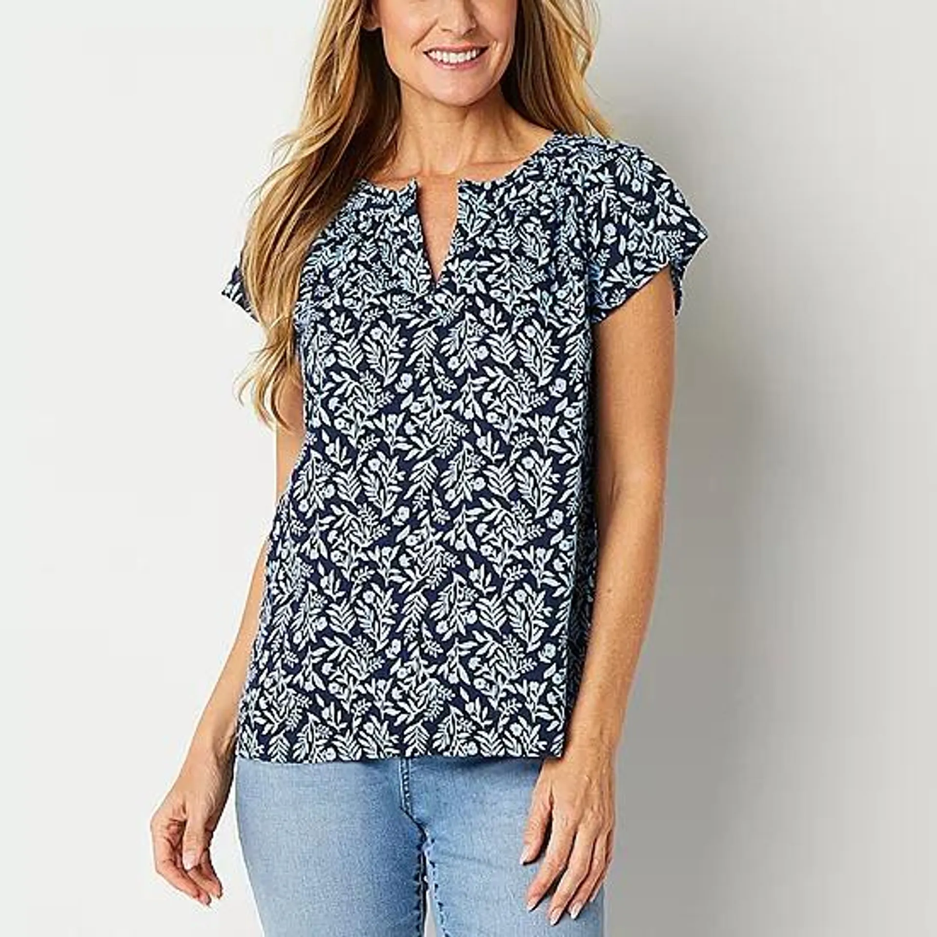 St. John's Bay Womens Short Sleeve Blouse