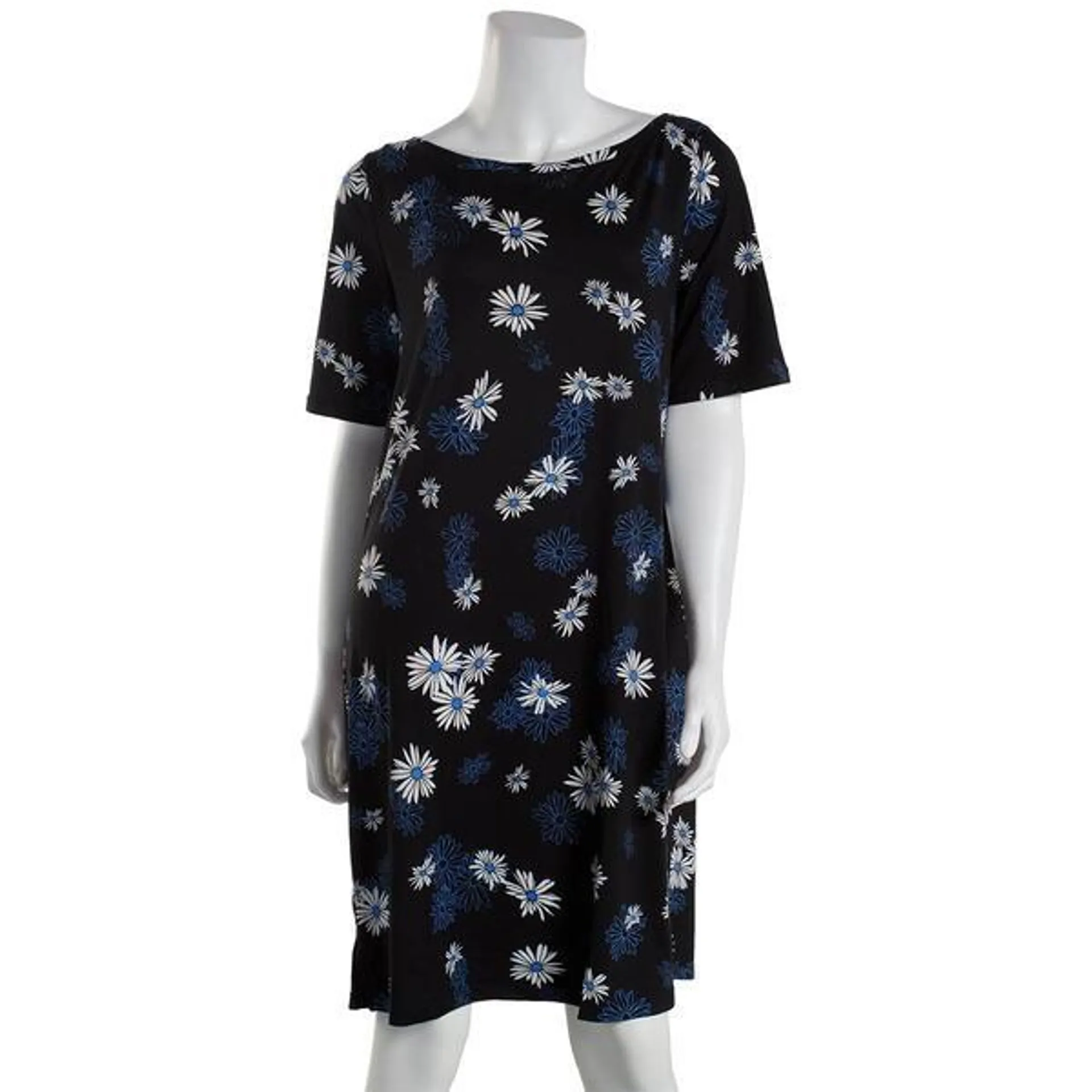 Womens Emily & Jane Short Sleeve Floral Daisy Boatneck Nightshirt