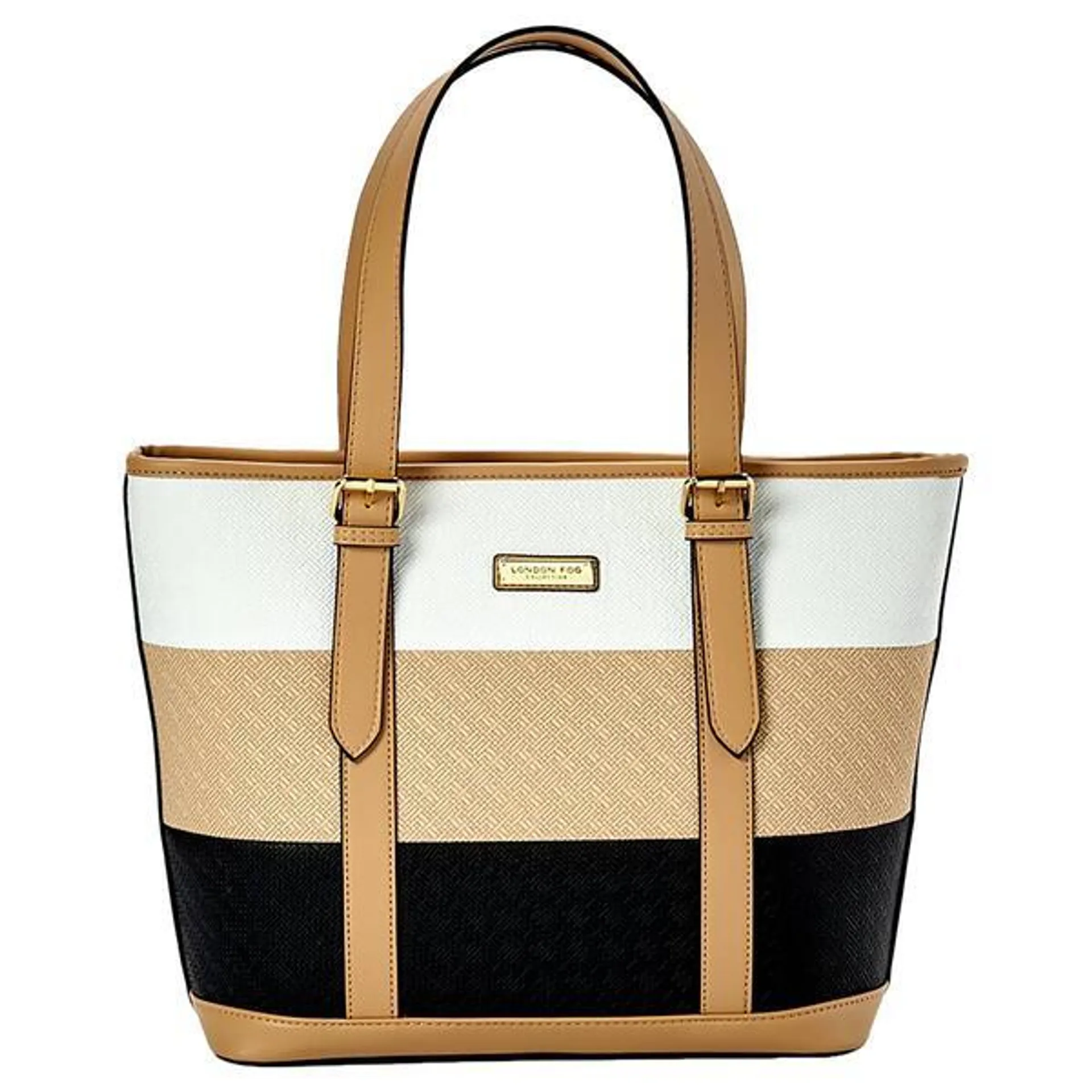 London Fog River Woven Embossed Tote - Tri Color