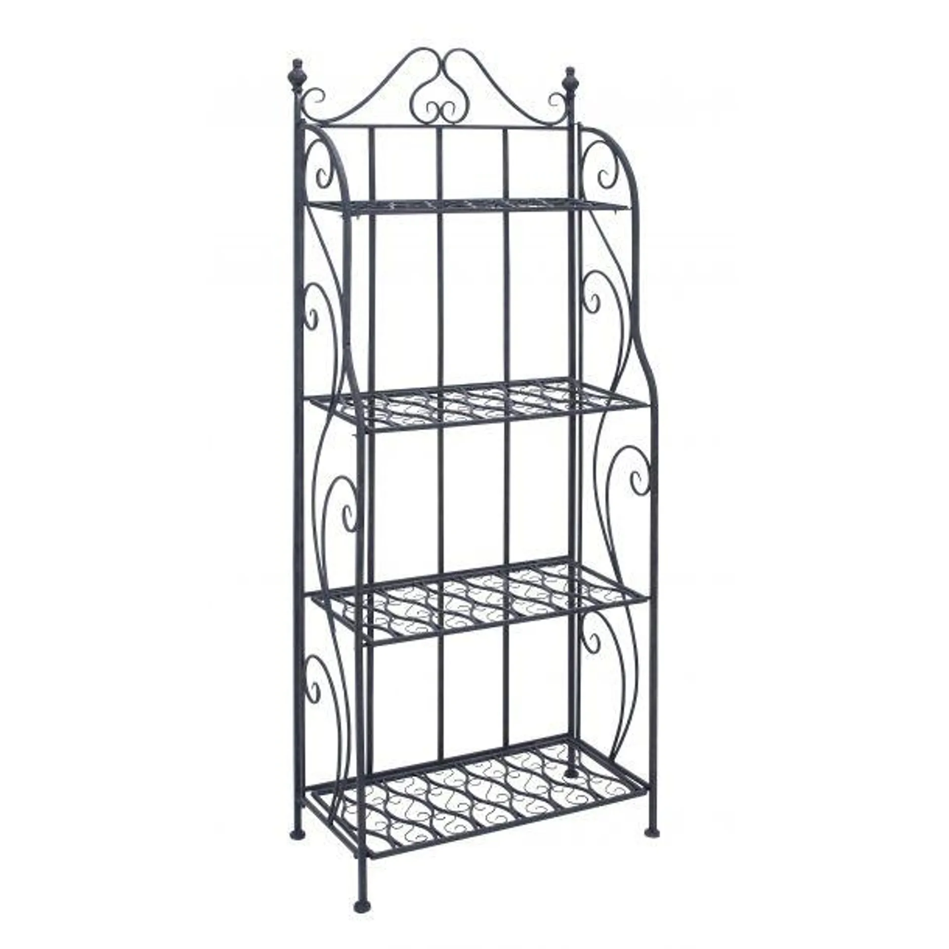 Marisol + Daisy Traditional 64" Folding 4-Shelves Scroll Bakers Rack - Black