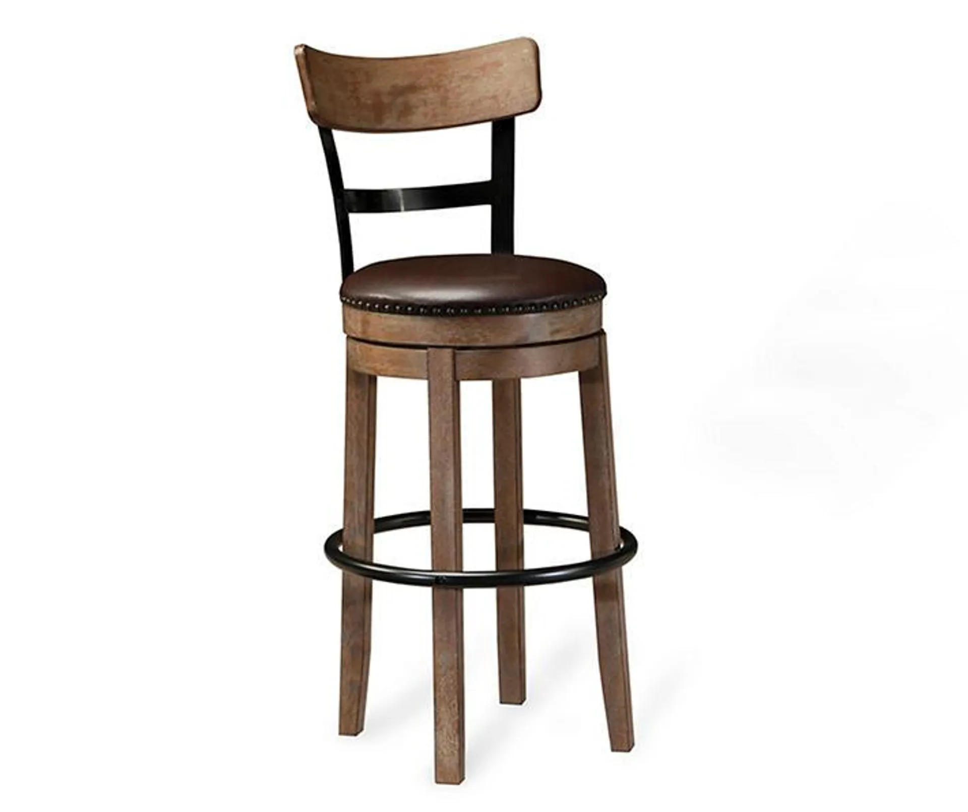 Pinnadel 30" High Back Brown Pub-Height Barstool