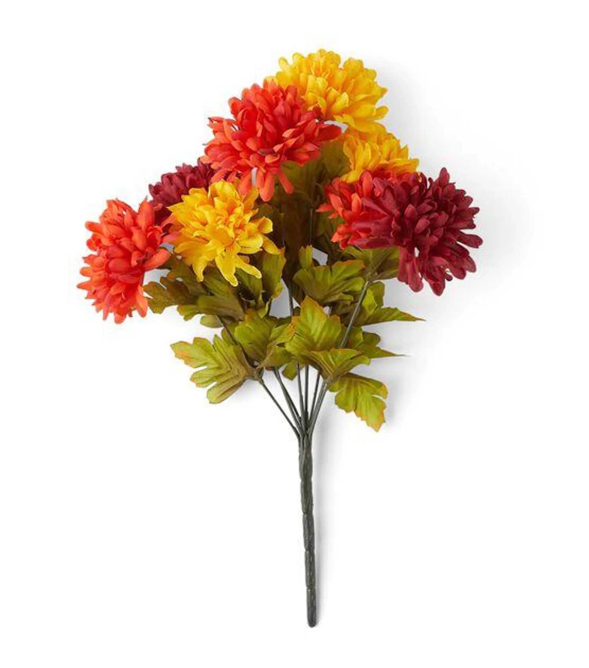 15" Fall Red & Orange Mum Bush by Bloom Room