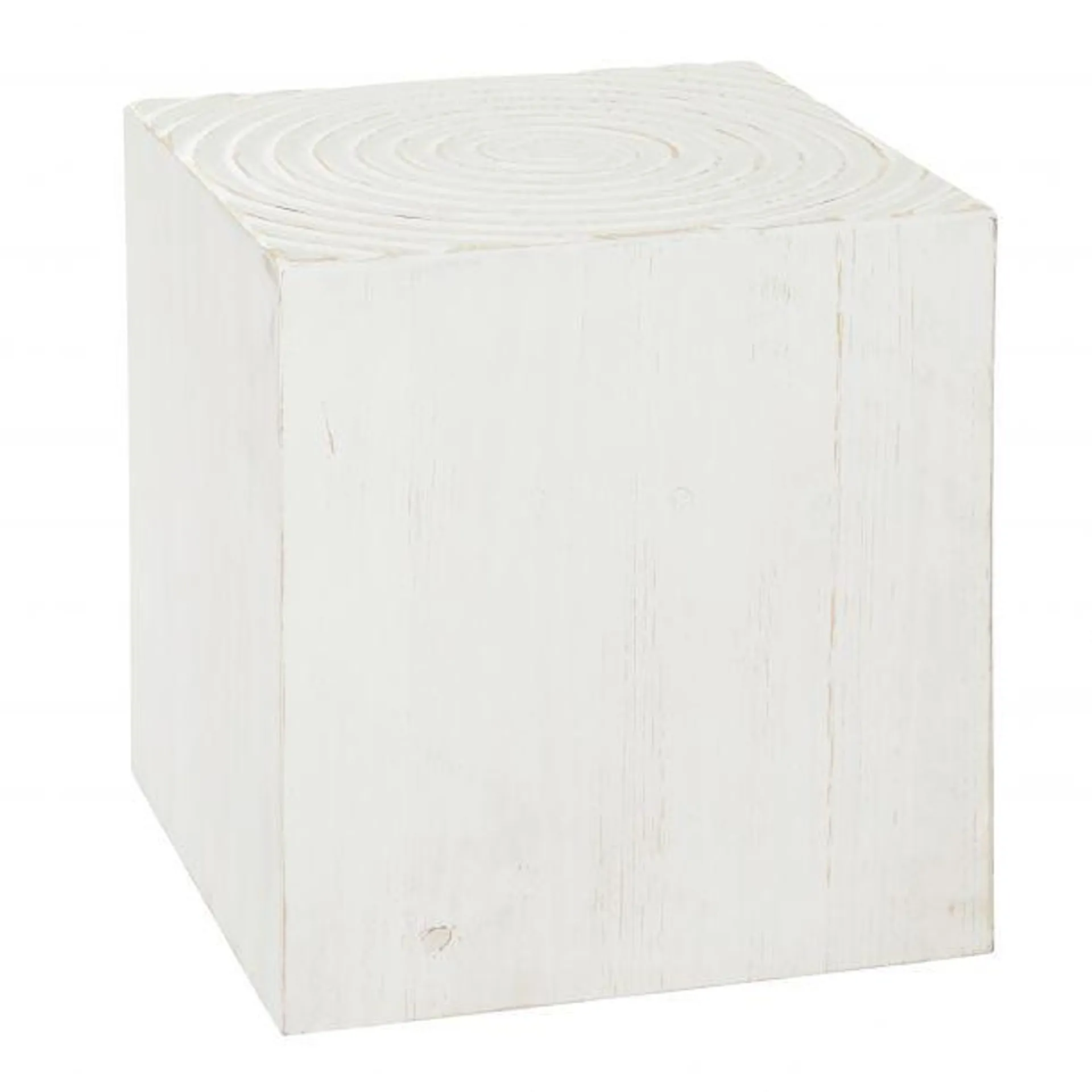 White Rustic Wood Accent Table, 19 x 17