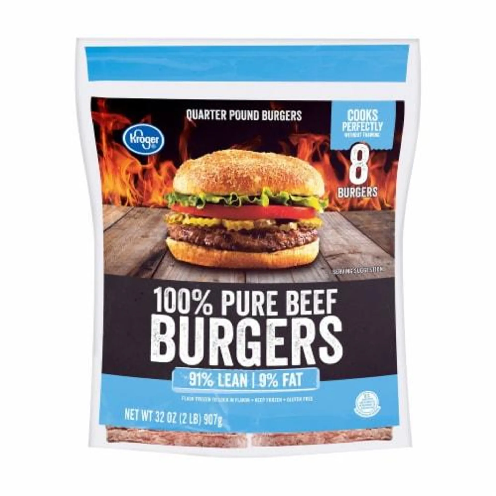 Kroger® 91% Lean Frozen Ground Beef Burger