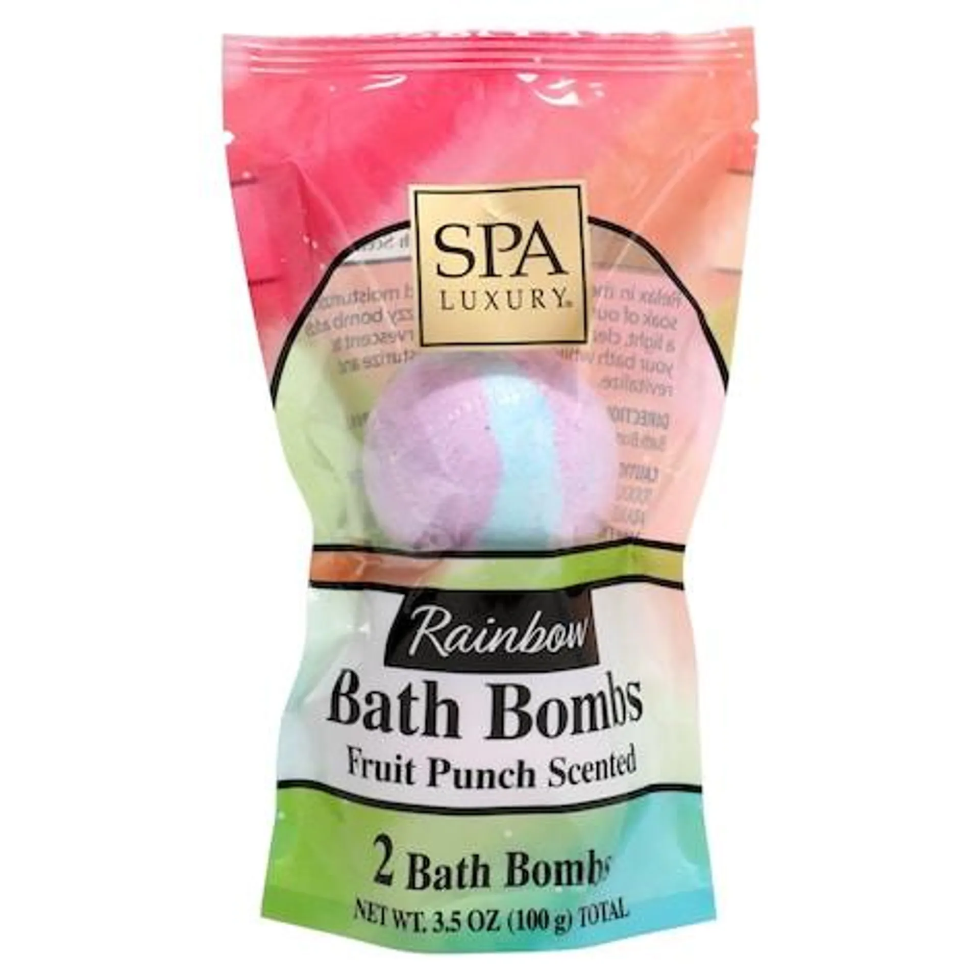 Spa Luxury Rainbow Fruit Punch Bath Bombs, 2-ct.