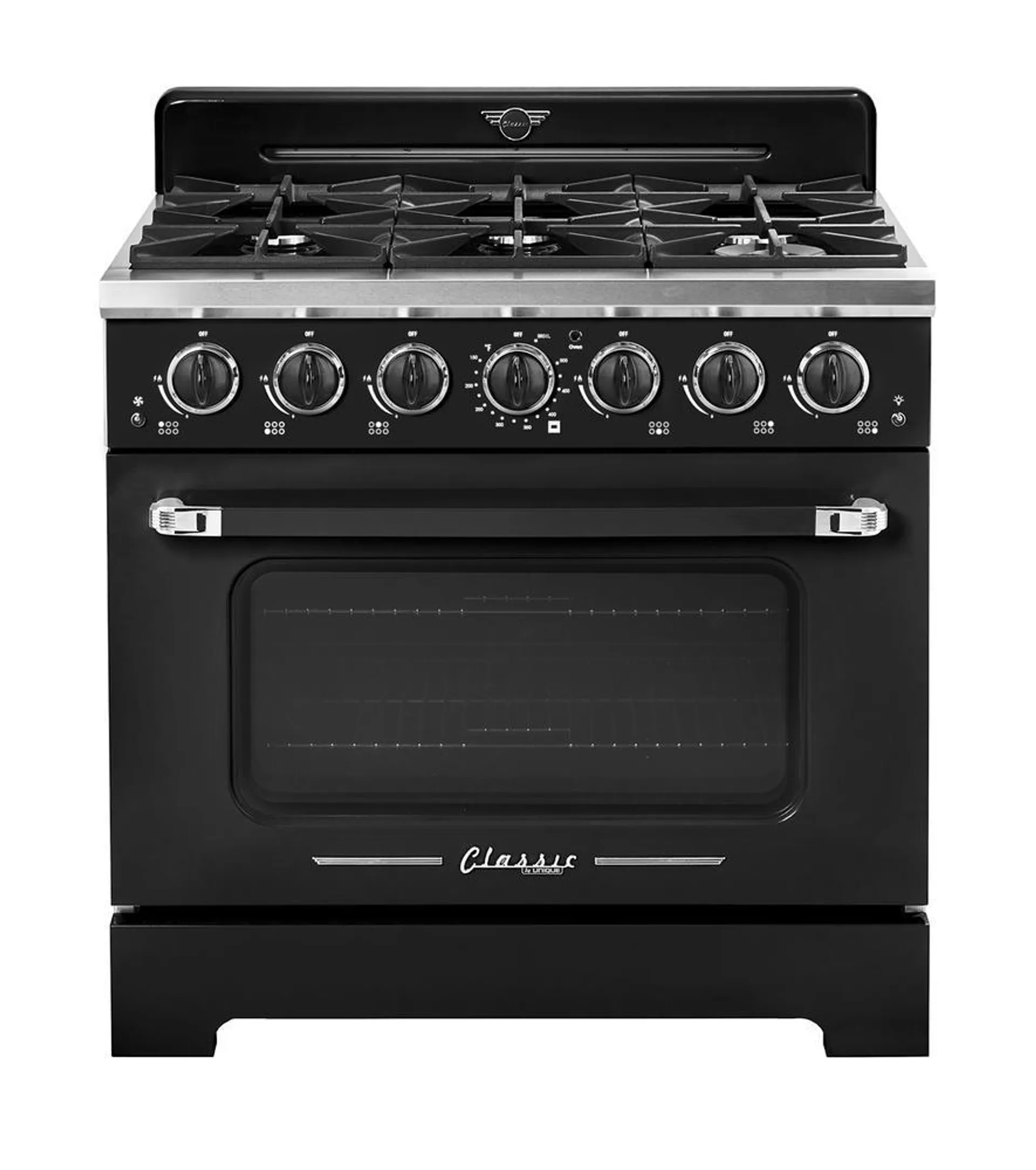 Unique® 36" 5.2 cu.ft Midnight Black Retro Gas Range