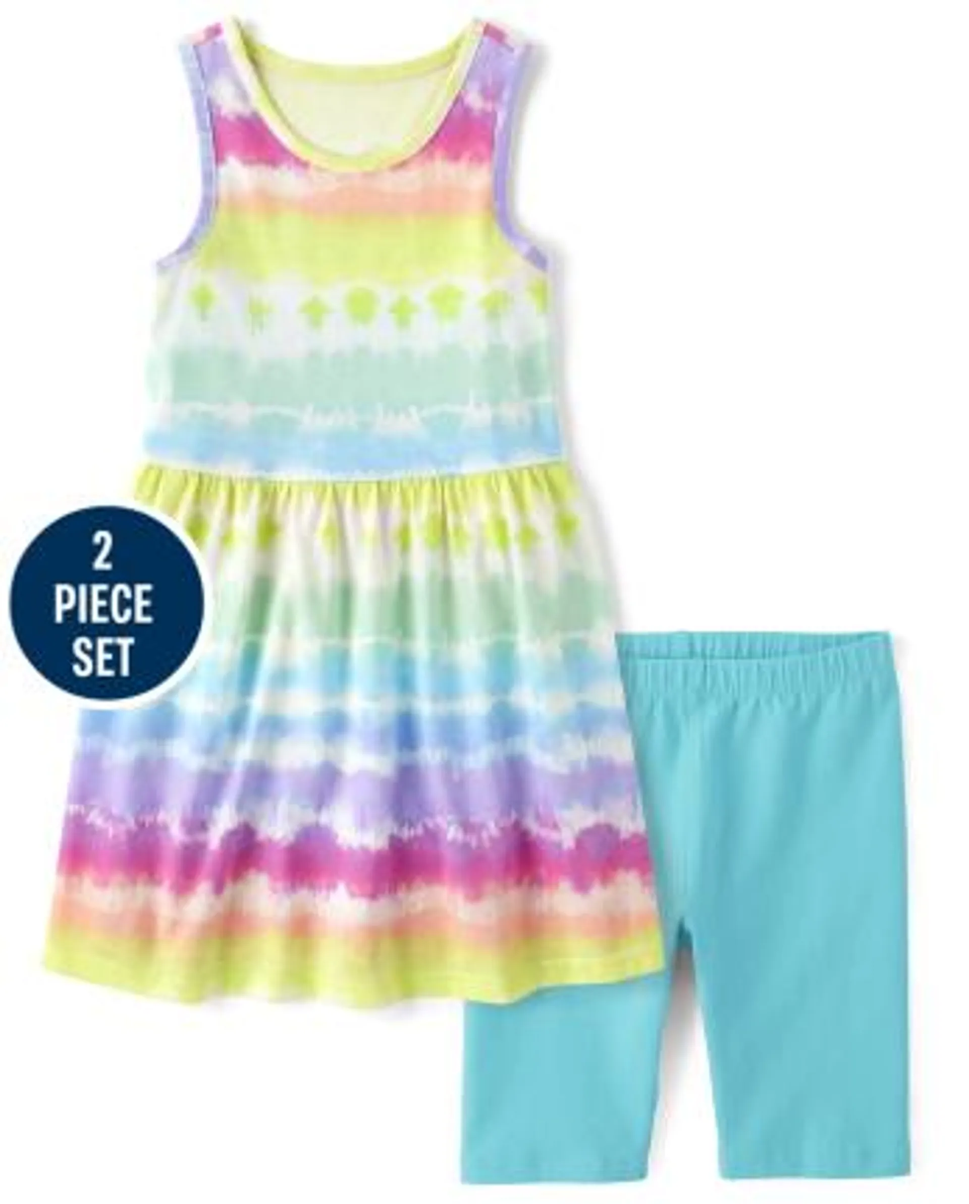 Girls Rainbow Tie Dye 2-Piece Outfit Set - multi clr