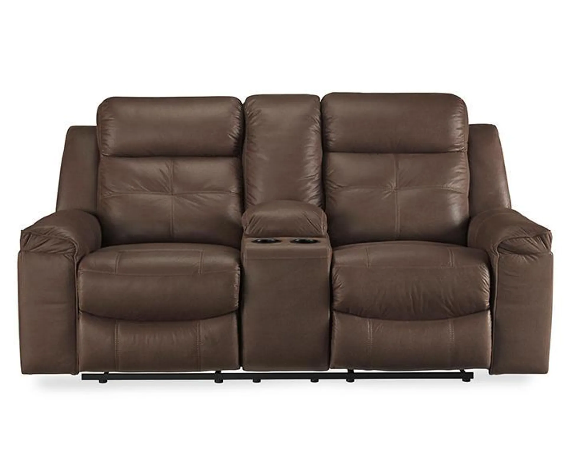 Jesolo Coffee Brown Reclining Console Loveseat