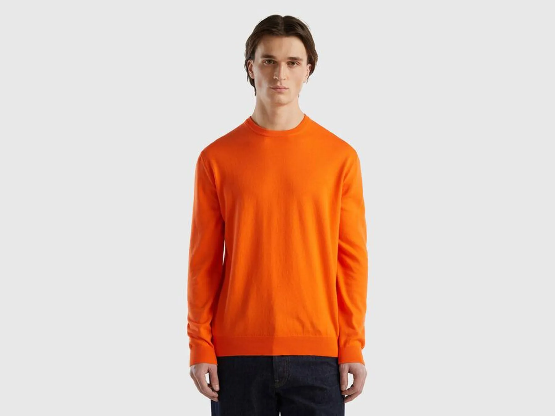 Crew neck sweater in 100% cotton