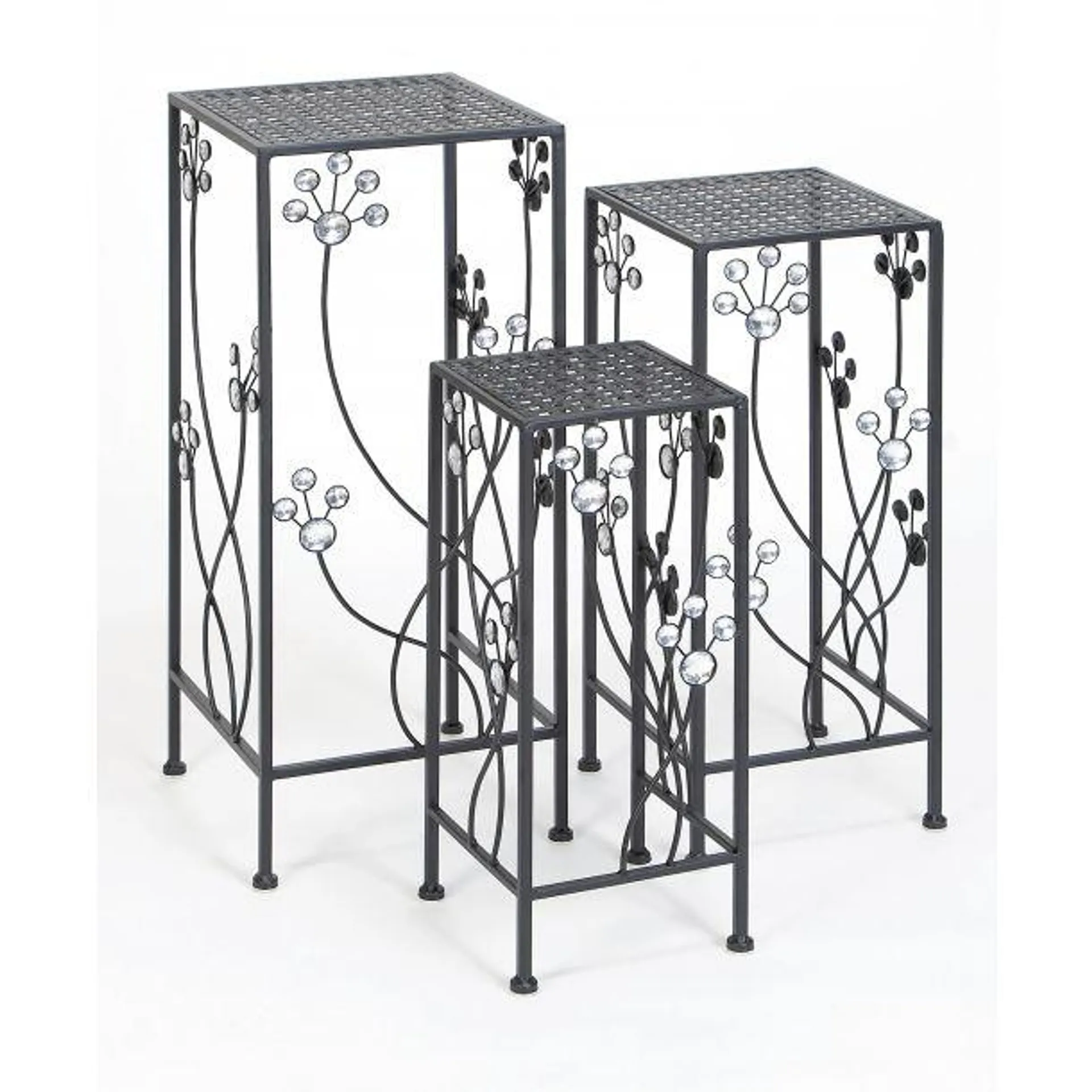 Marisol + Daisy Traditional Plant Stand in Iron (Set of 3) - Matte Black