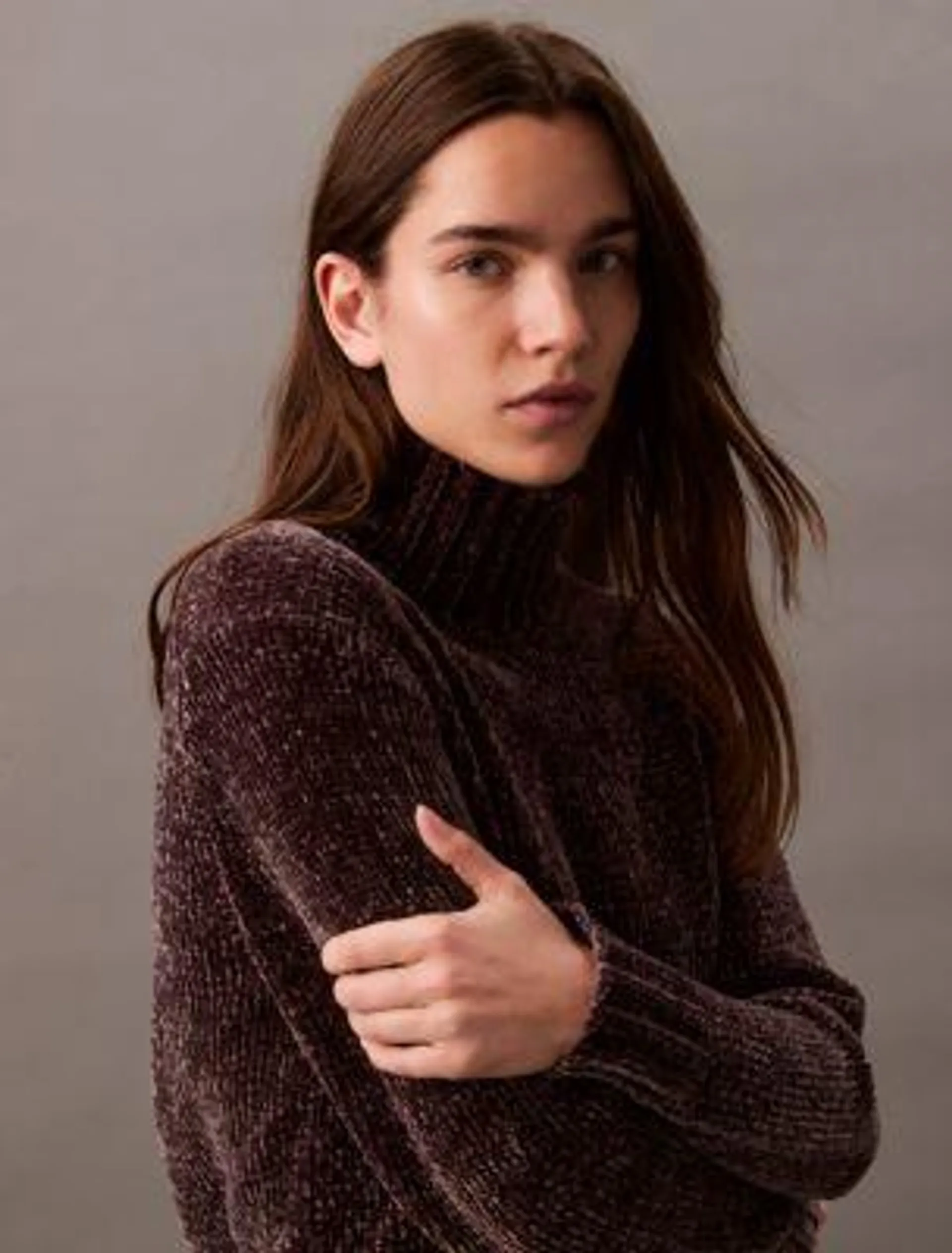 Chenille Relaxed Turtleneck Sweater