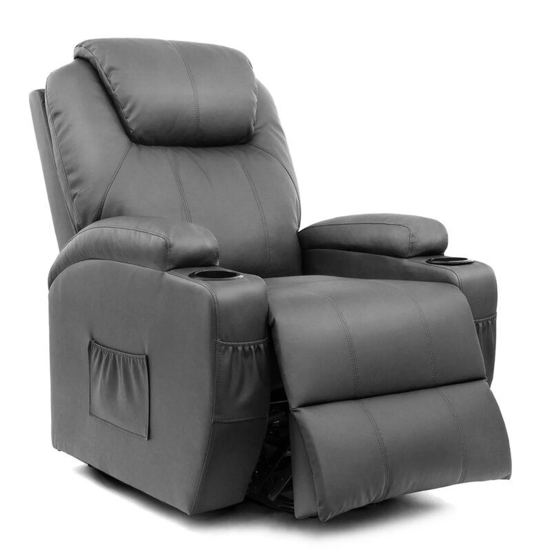 Electric Power Lift Recliner Chair with Massage for Elderly, PU Leather Home Theater Seat with Side Pockets and 2 Cup Holders Ergonomic Lounge Chair Single Sofa for Home Living Room