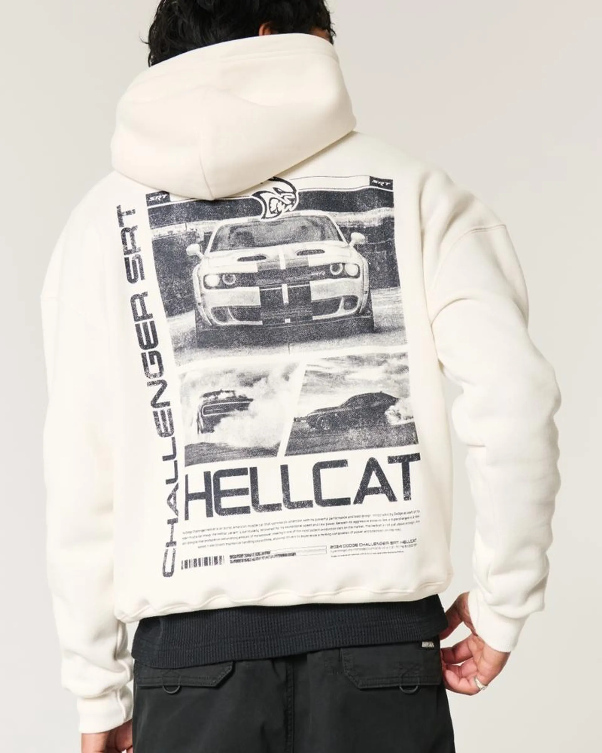 Boxy Dodge Challenger SRT Hellcat Graphic Hoodie