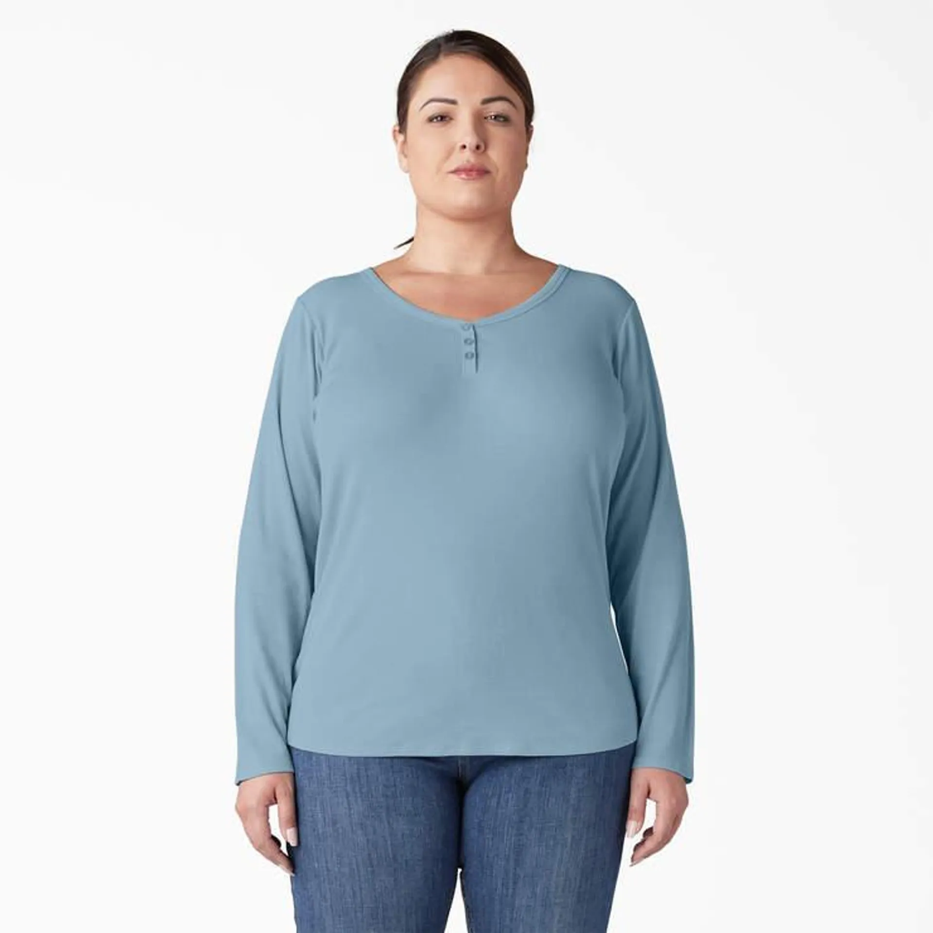 Women's Plus Henley Long Sleeve Shirt