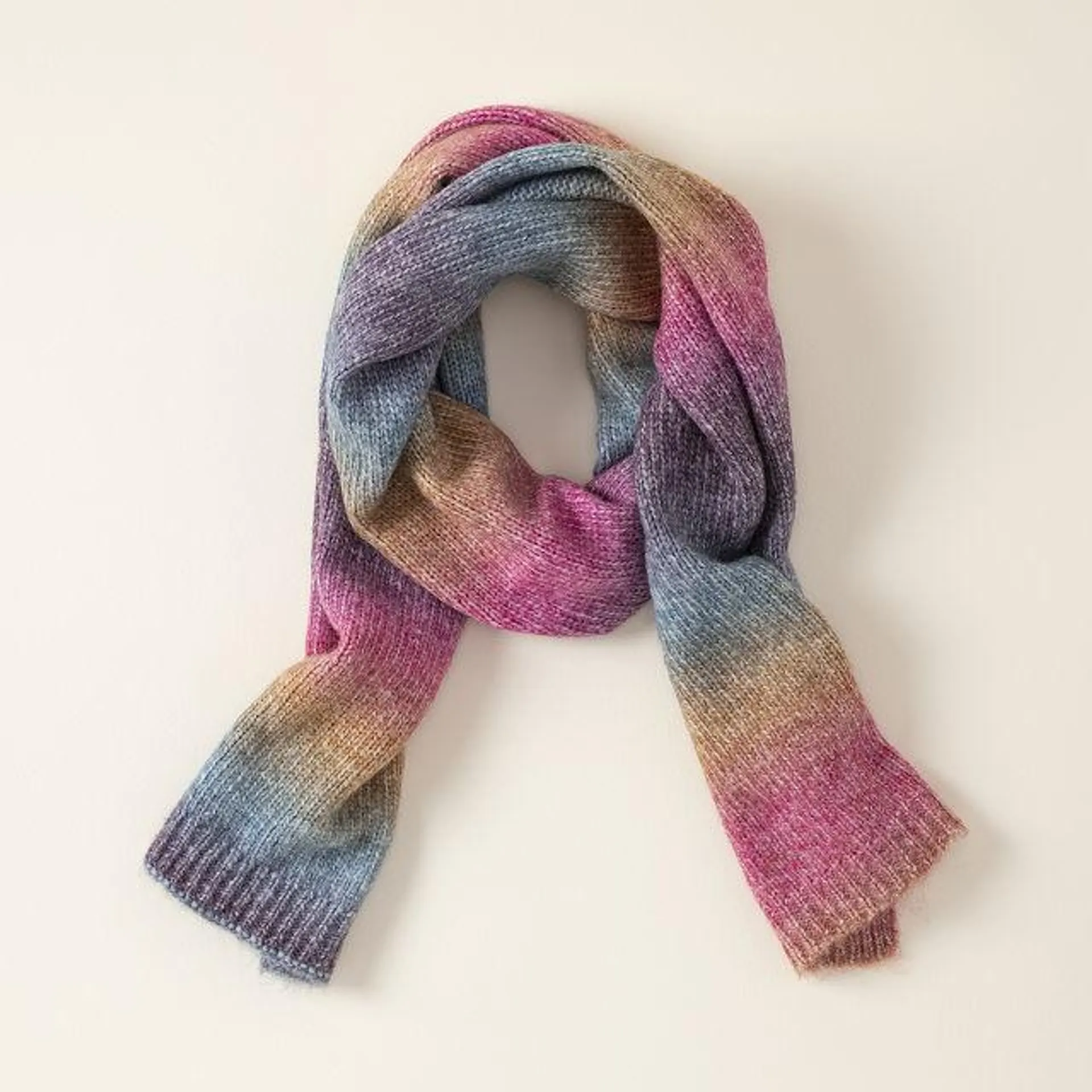 Rainbow Ombre Knit Scarf