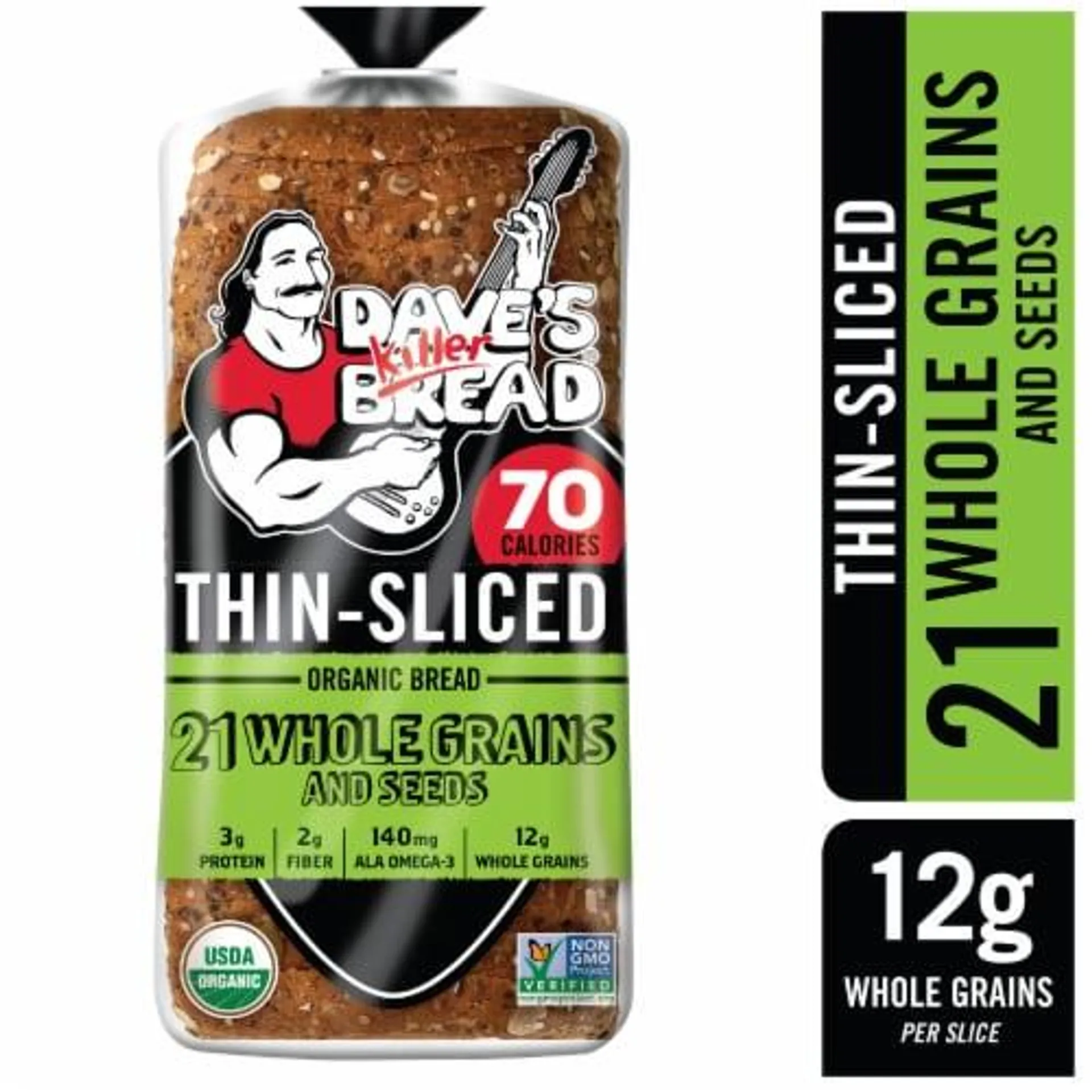 Dave's Killer Bread 21 Whole Grains and Seeds Thin-Sliced Organic Bread, 20.5 oz