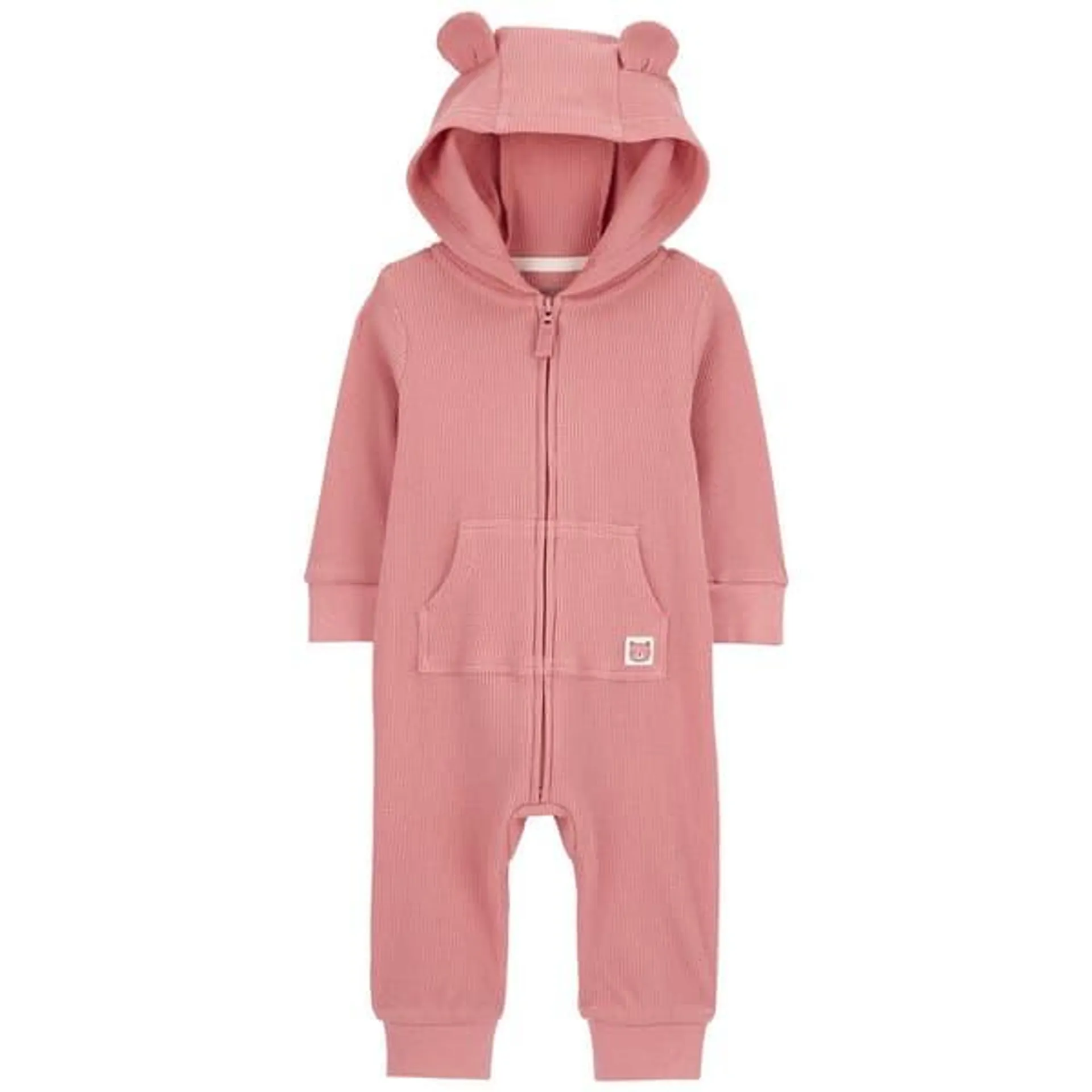 Baby Girl (NB-24M) Carter’s® Solid Thermal Bear Hooded Jumpsuit