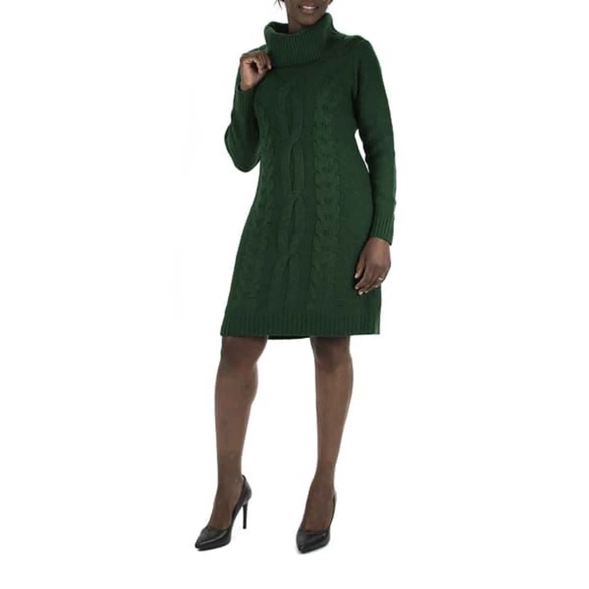 Womens Nina Leonard Long Sleeve Cowl Neck Sweater Dress