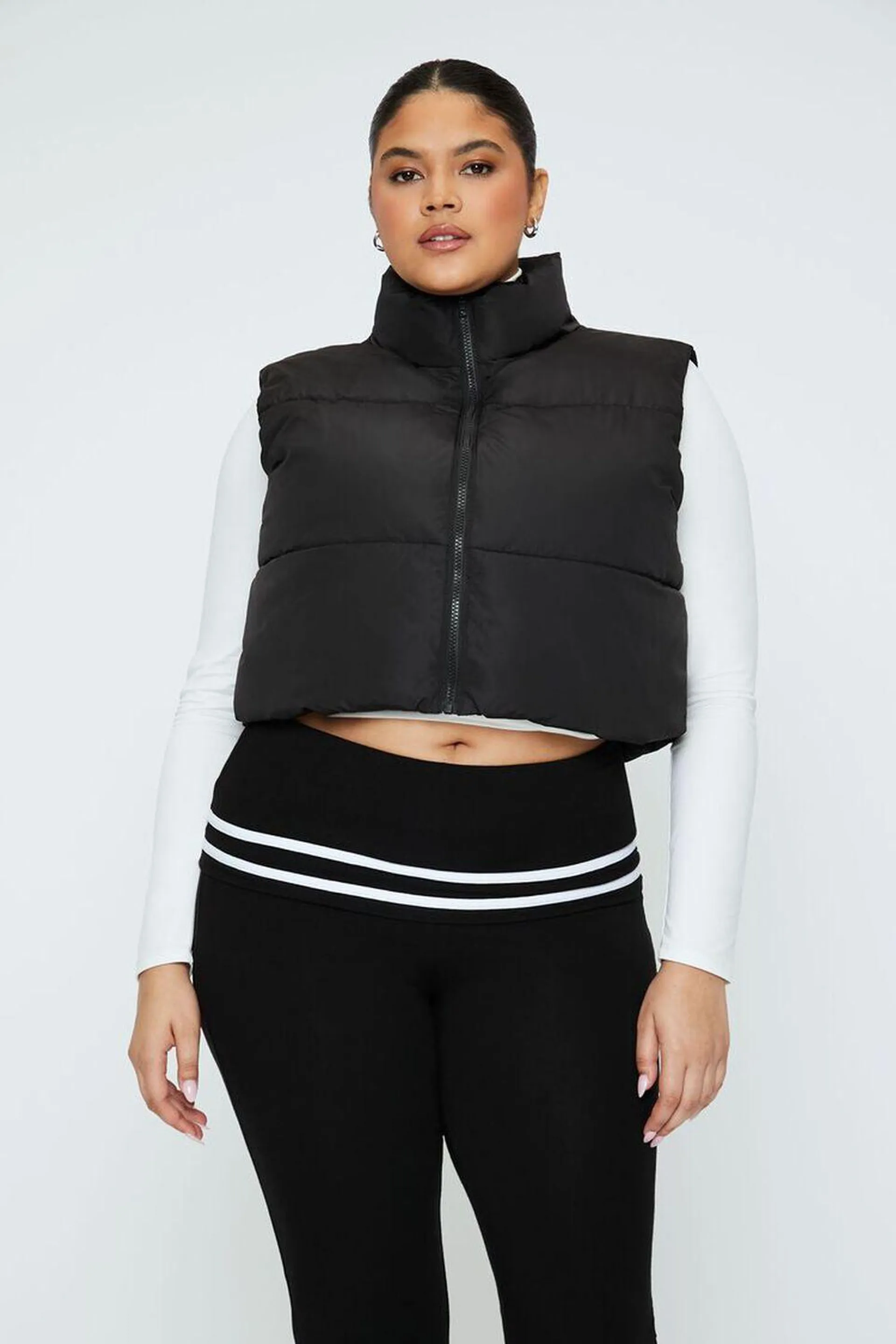 Plus Size Cropped Puffer Vest