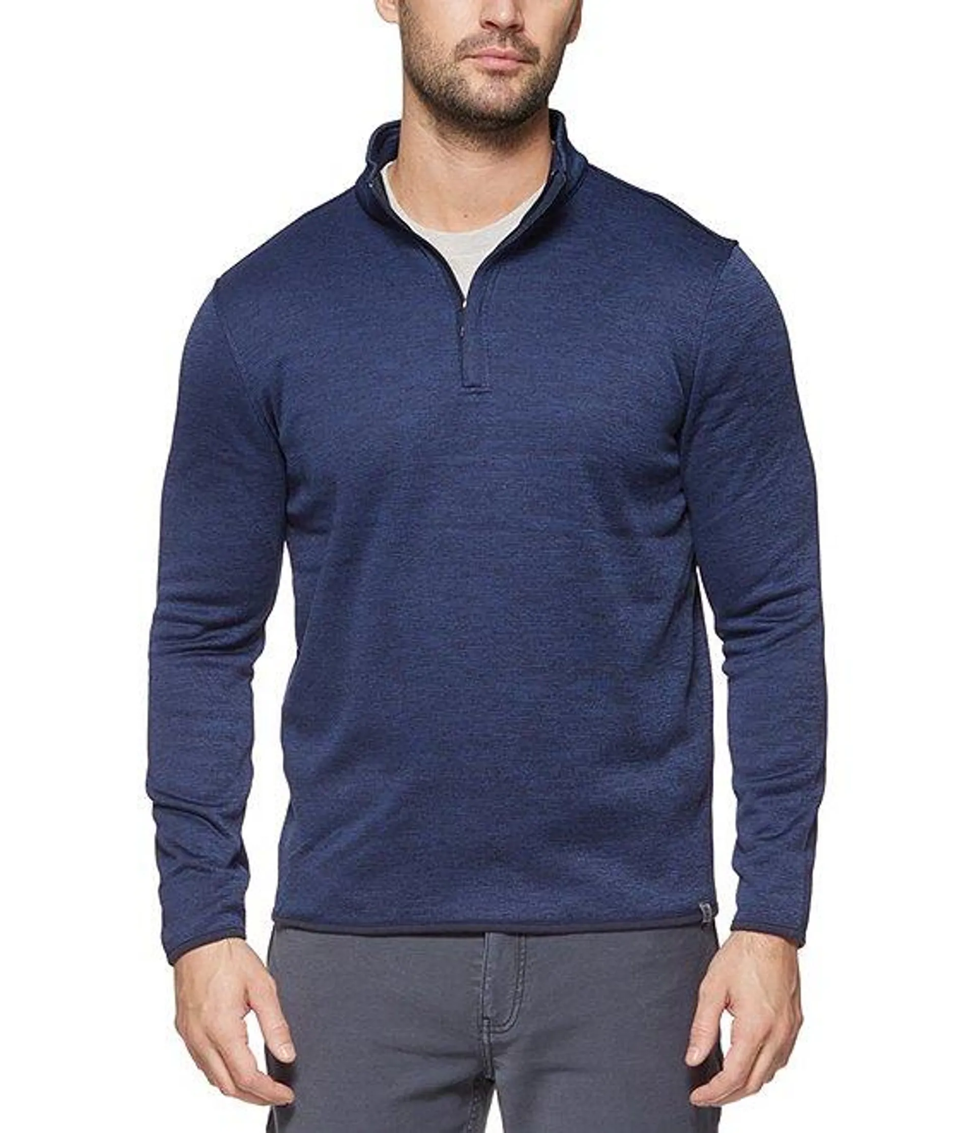 Long Sleeve Tipton 1/4-Zip Tonal-Stripe Performance Pullover