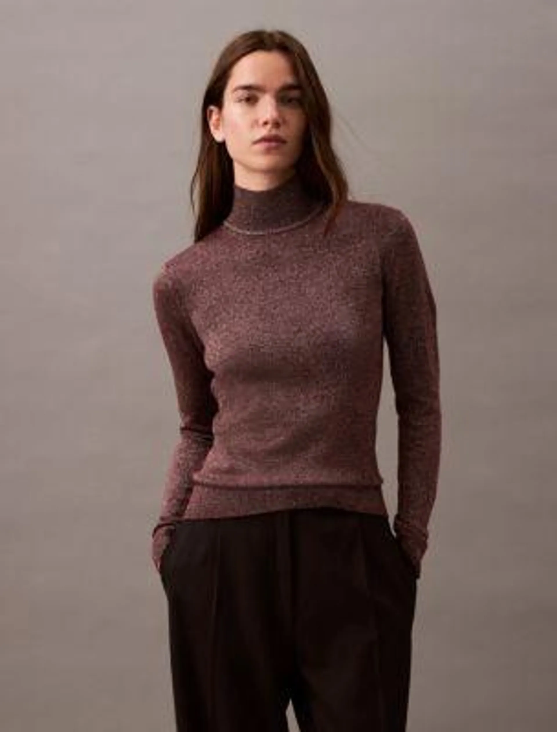 Merino Wool Blend Turtleneck Sweater