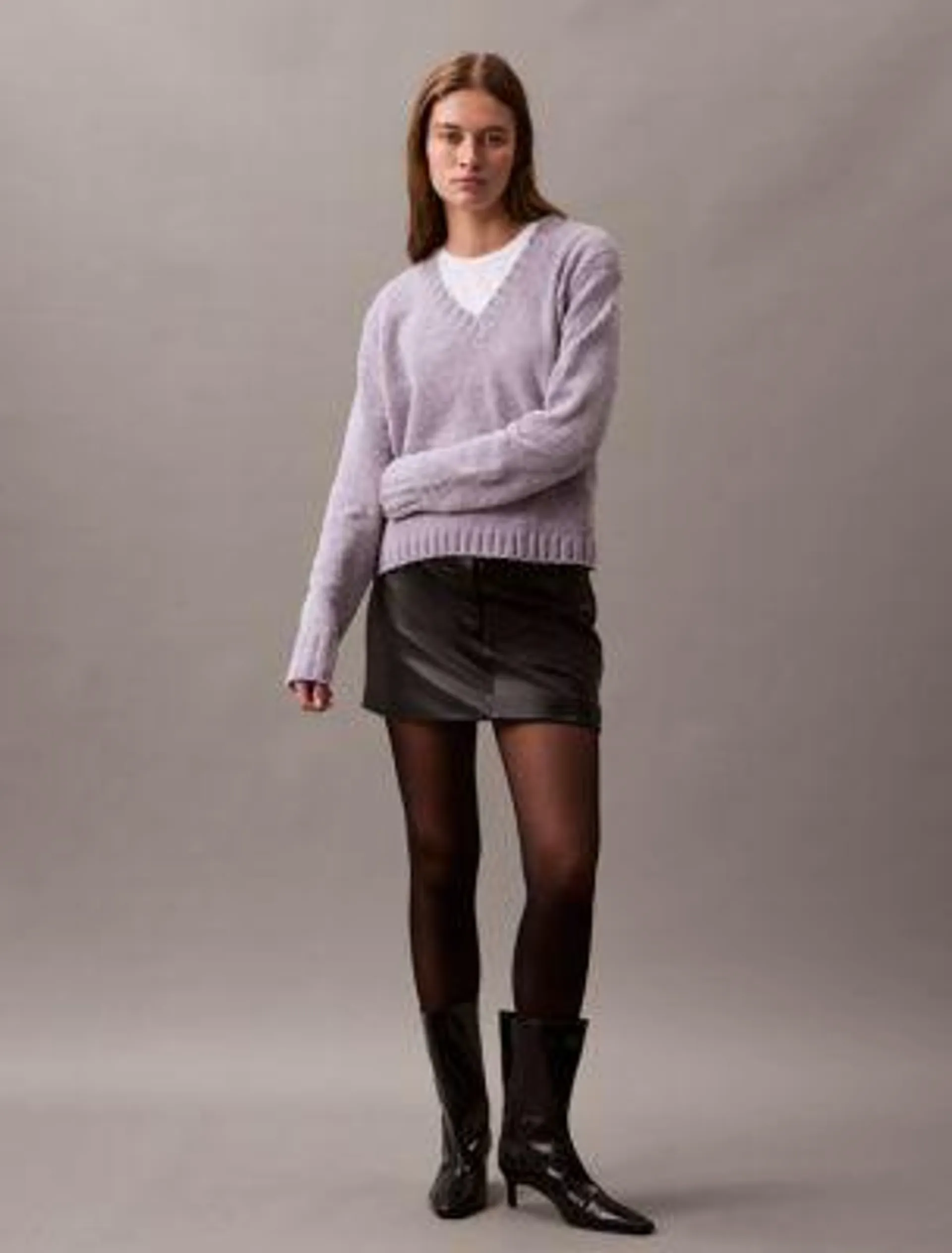 Chenille Relaxed V-Neck Sweater