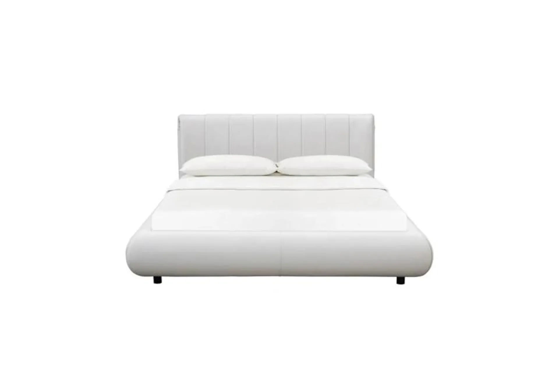 Kyler Queen White Vegan Leather Fabric Platform Bed