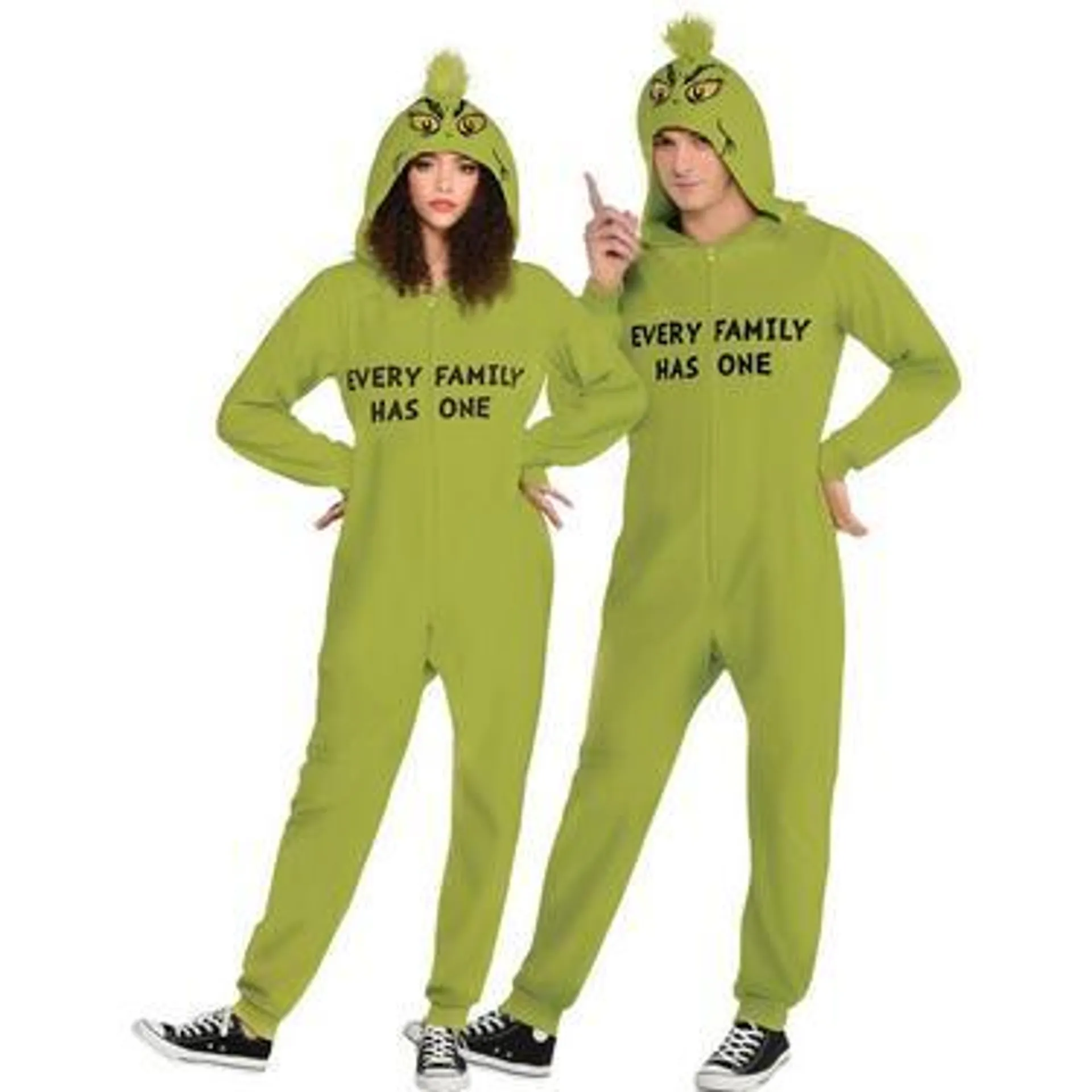 Family Grinch One Piece Zipster Costume for Adults