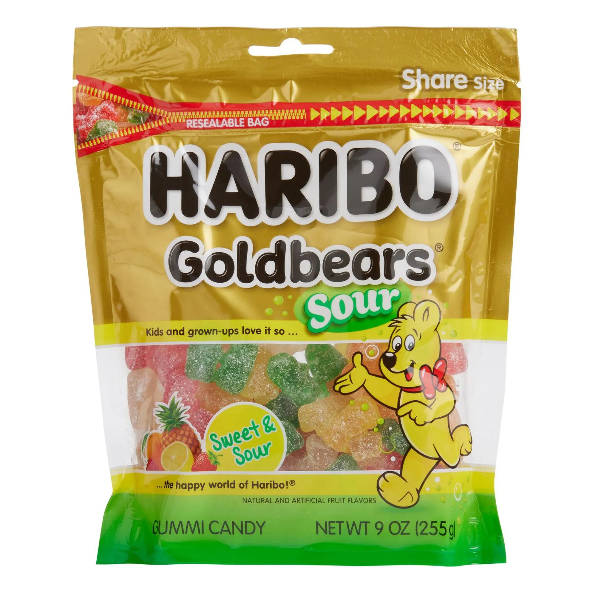 Haribo Sour Gold Bears Resealable Bag