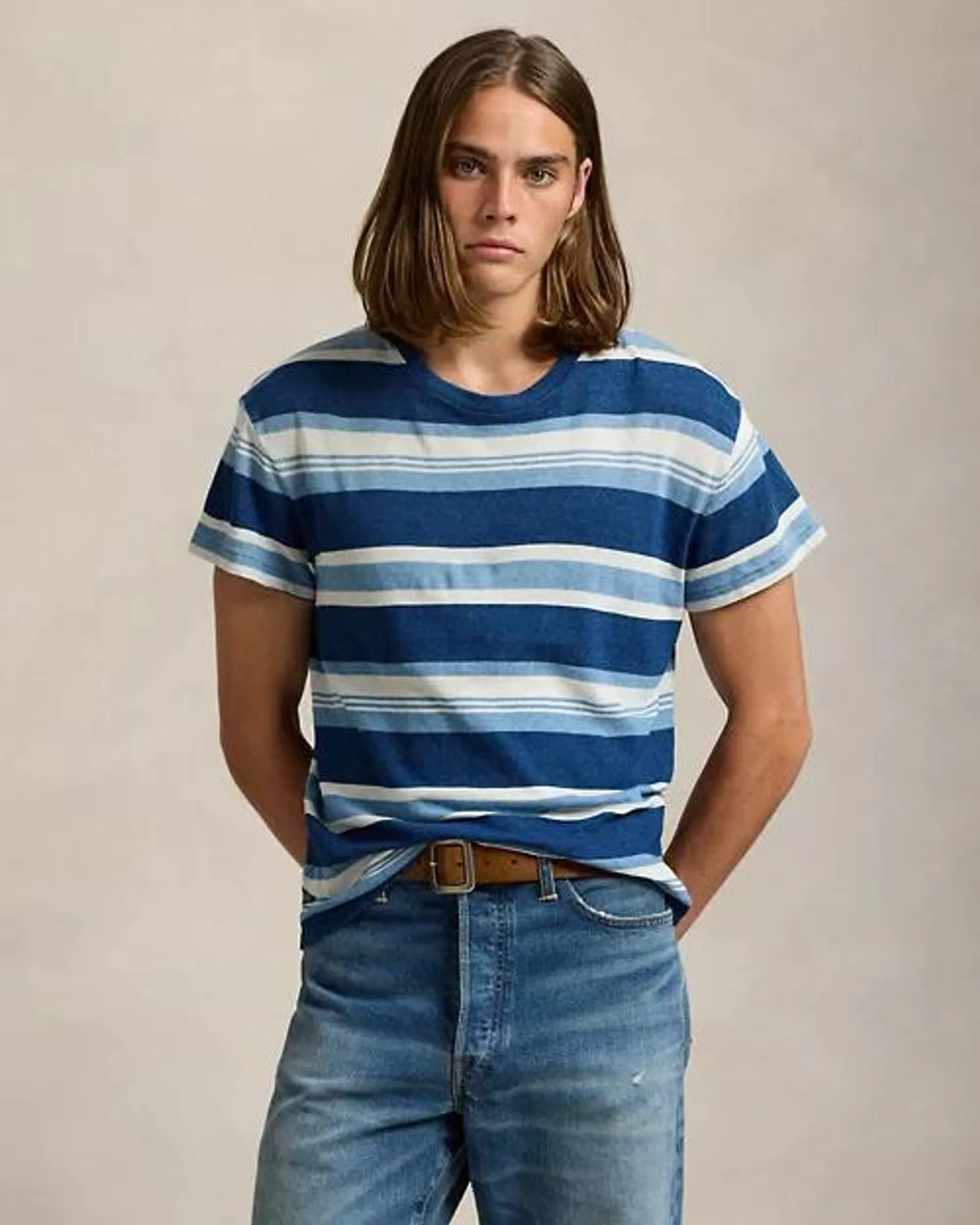 Classic Fit Striped Cotton-Linen T-Shirt