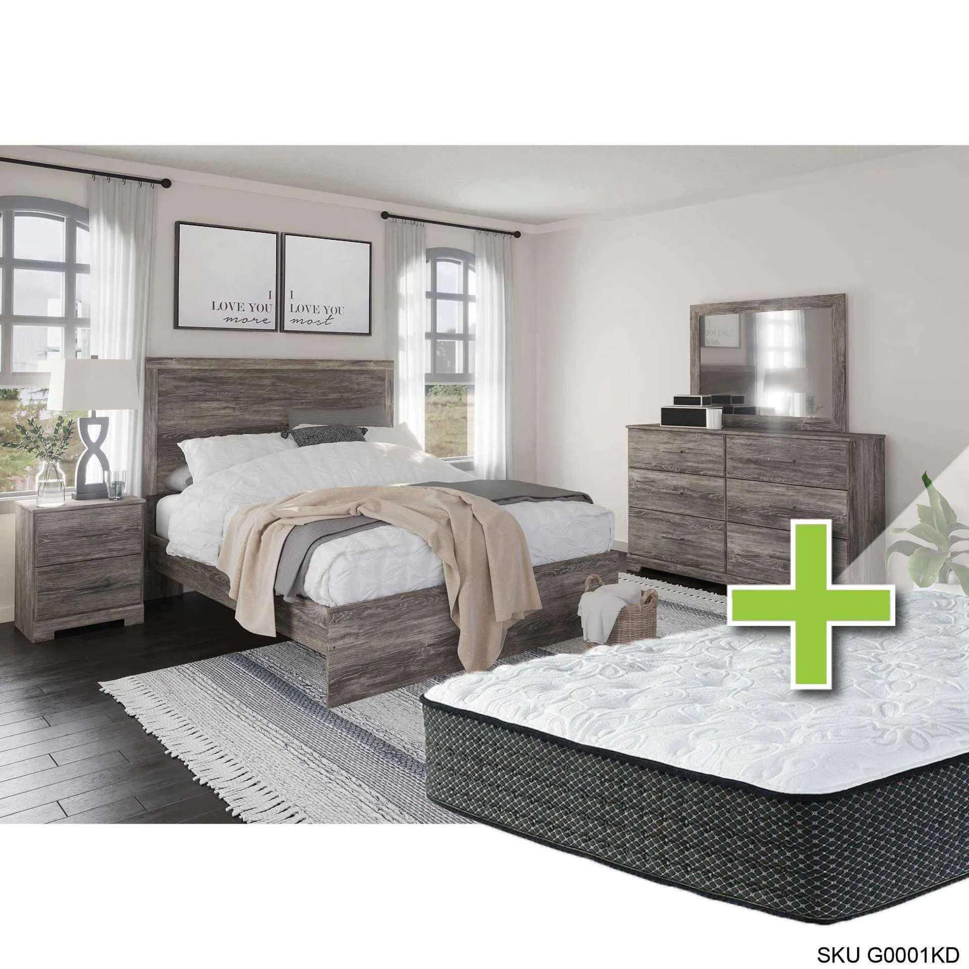 Ralinski 6 - Piece Queen Bedroom Set w/ Alpine Elite Tight Top Medium Mattress, Foundation & Cases