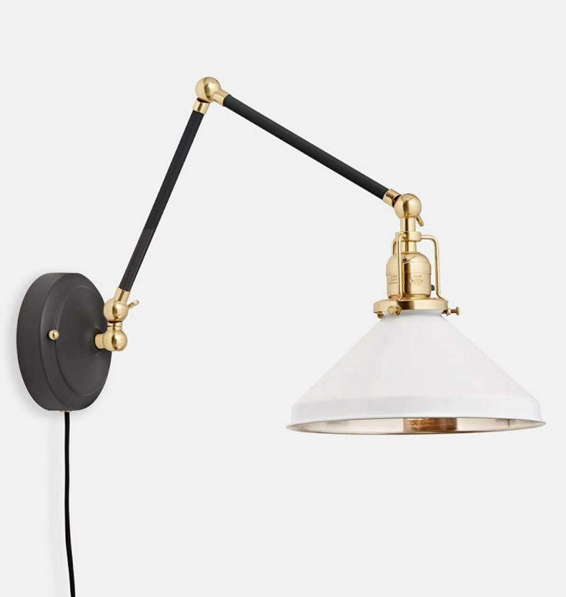 Imbrie Articulating Plug-In Sconce with Aged Brass Accents