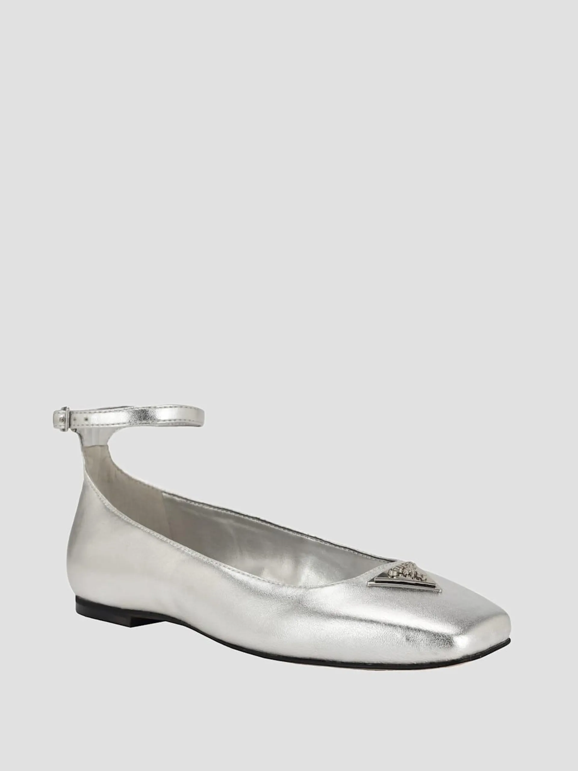 Metallic Ankle Strap Ballet Flats